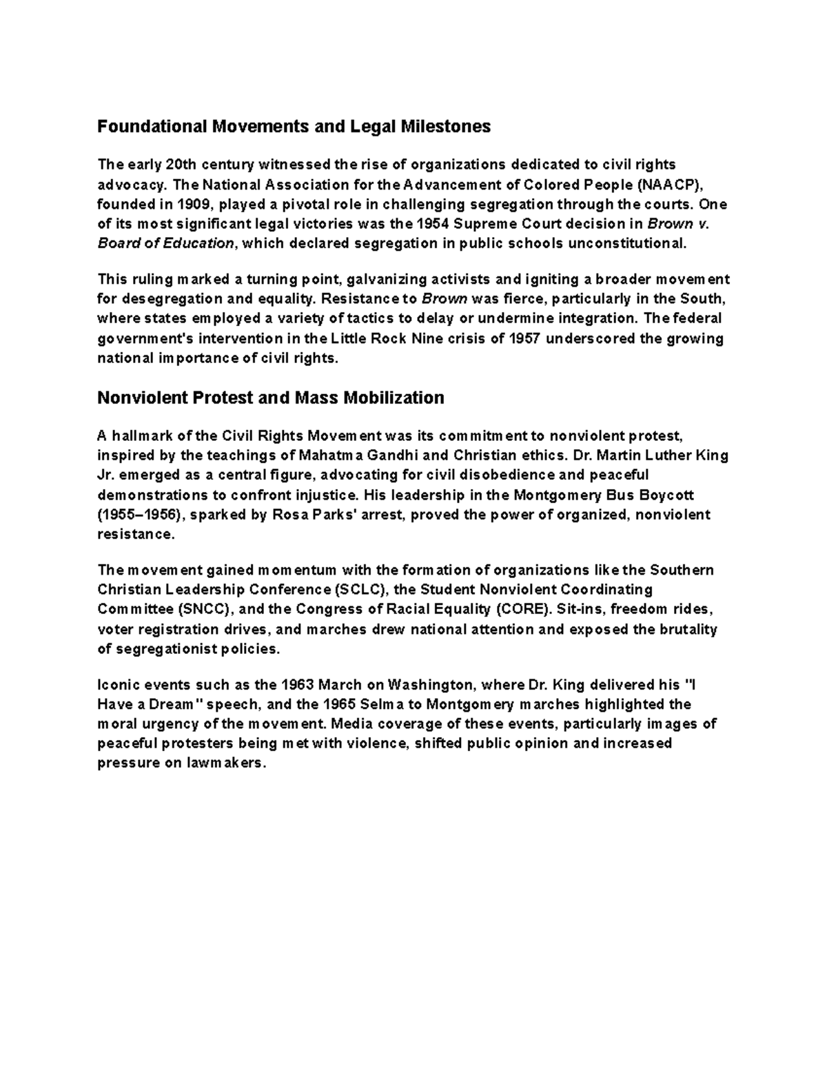 Civil Rights Movement: Key Events and Legal Milestones (Latin 82) - Studocu