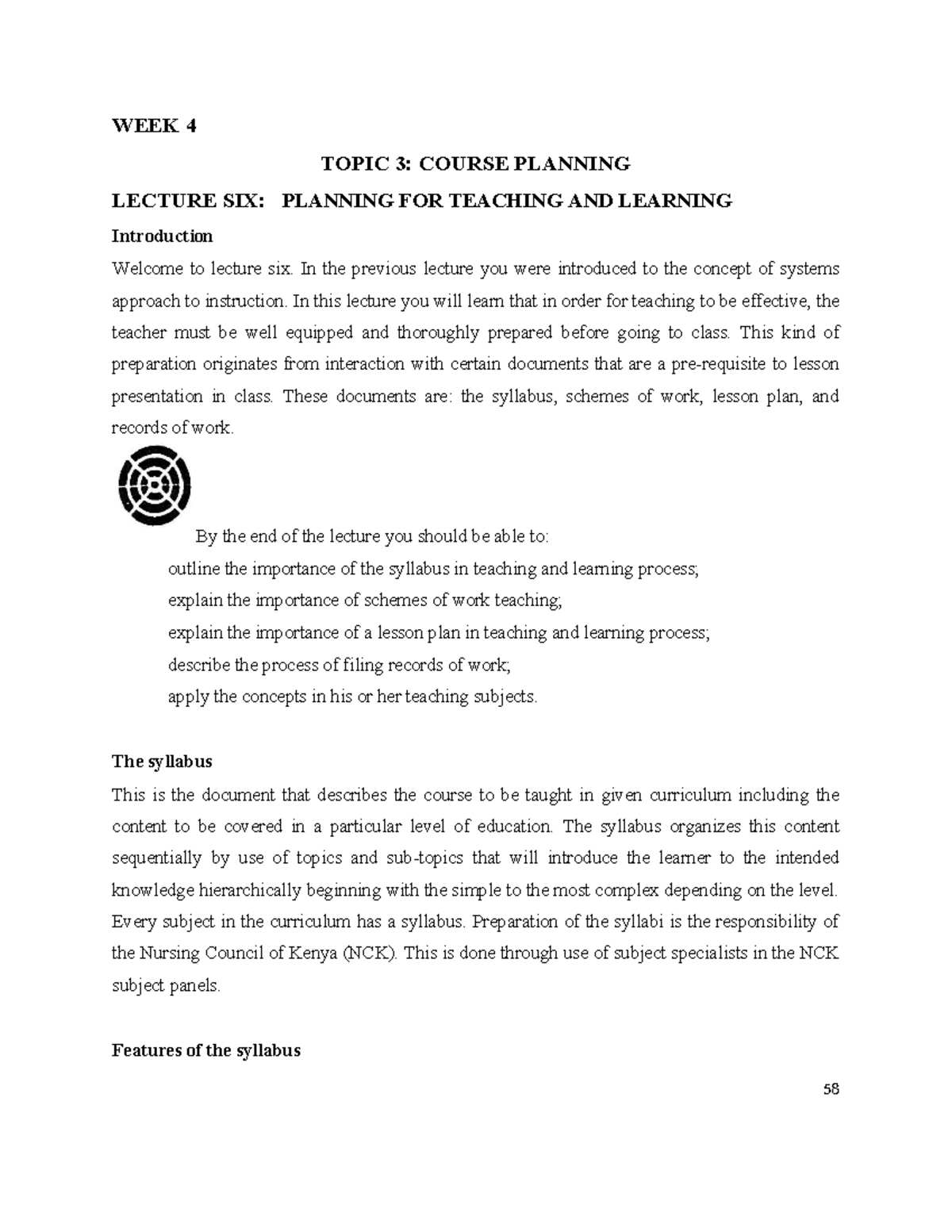 NUR 301: Course Planning Lecture 6 - Effective Teaching Preparation ...