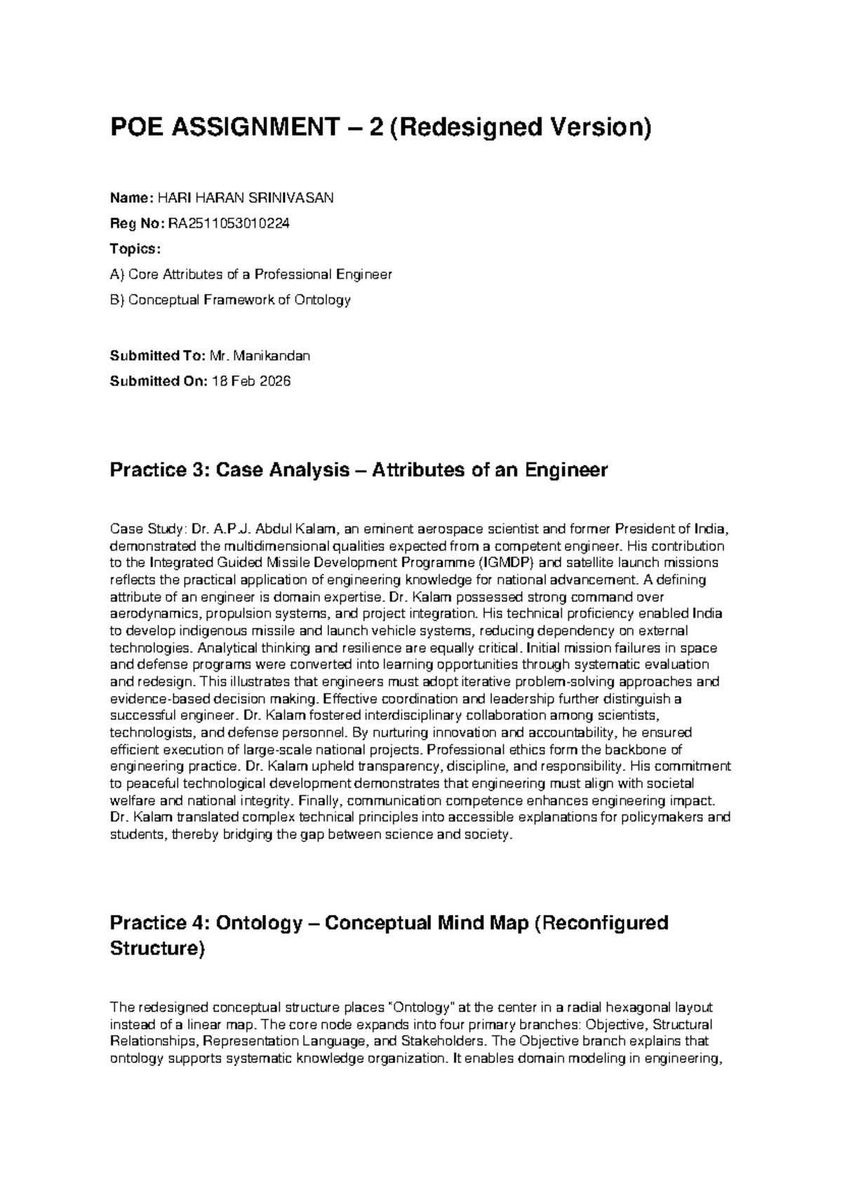 POE Assignment 2: Case Study on Attributes of a Professional Engineer ...