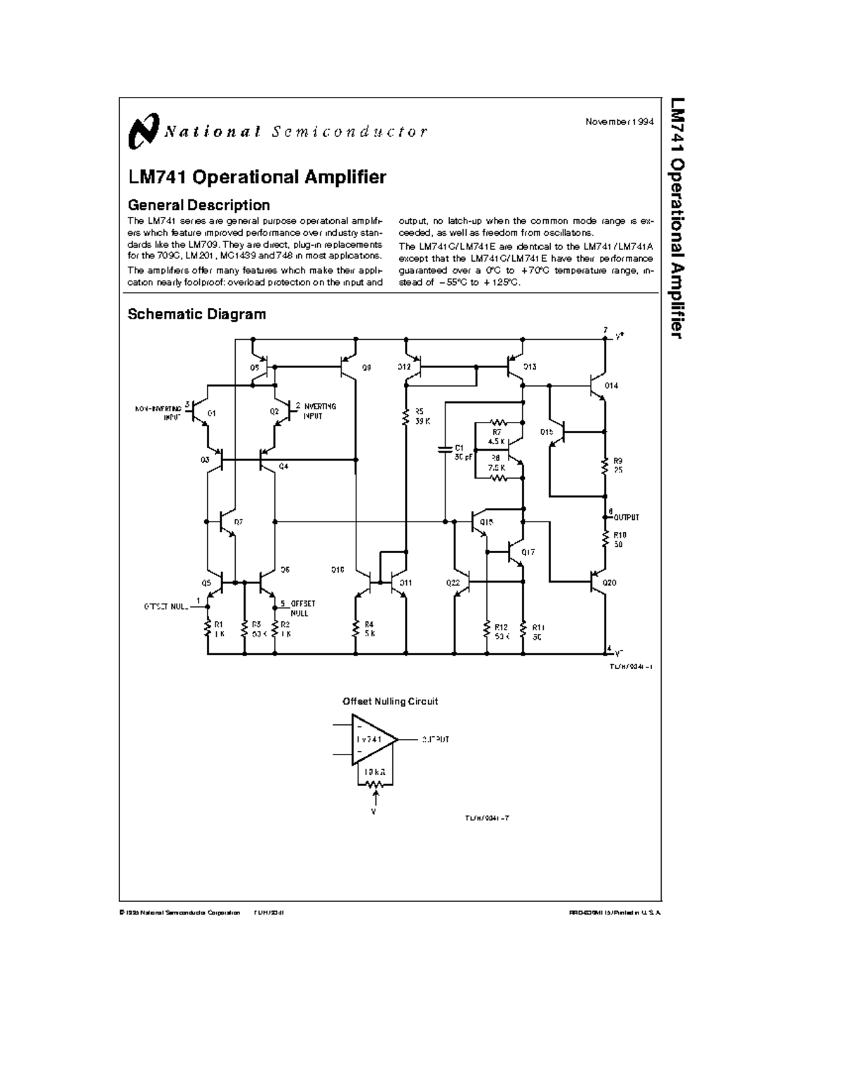 LM741 Operational Amplifier Overview and Specifications - Studocu