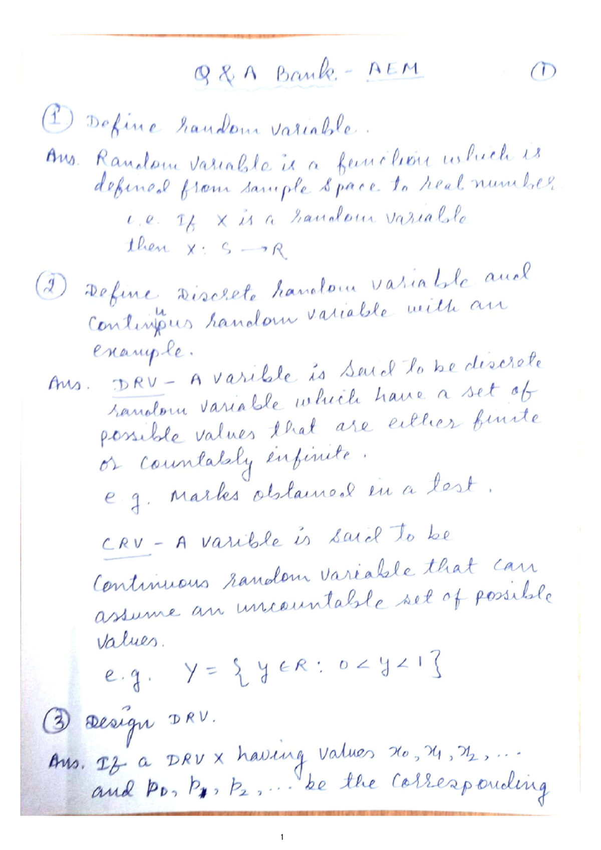 AEM 1 Lecture Notes: Random Variables and Probability Functions - Studocu