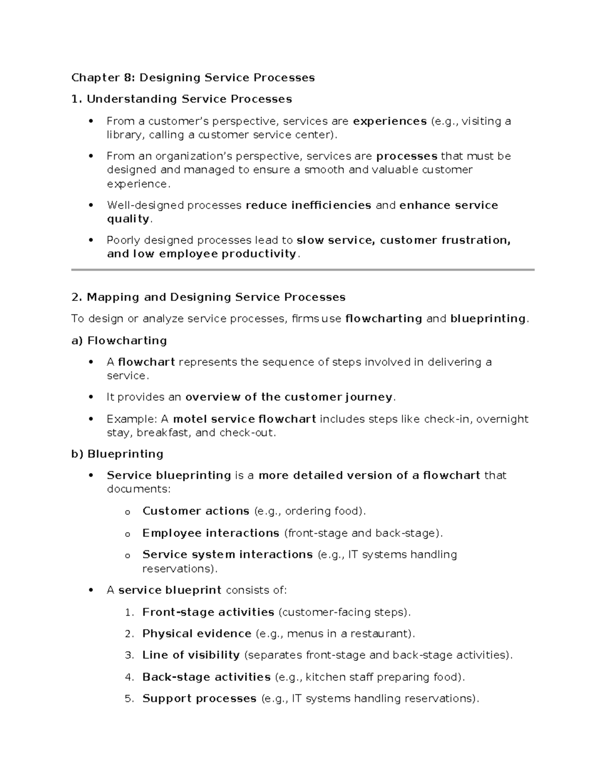 Chapter 8 - good notes - Chapter 8: Designing Service Processes 1 ...