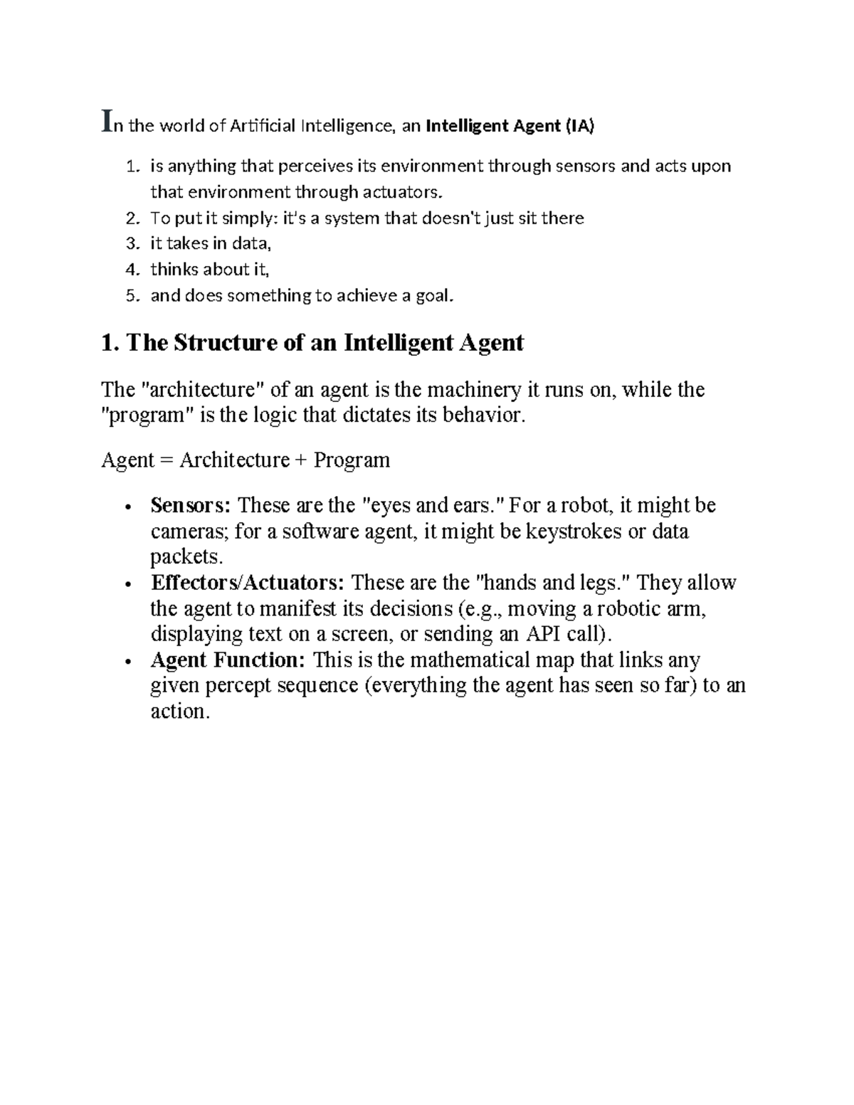 AI 101: Understanding Intelligent Agents and Their Structures - Studocu