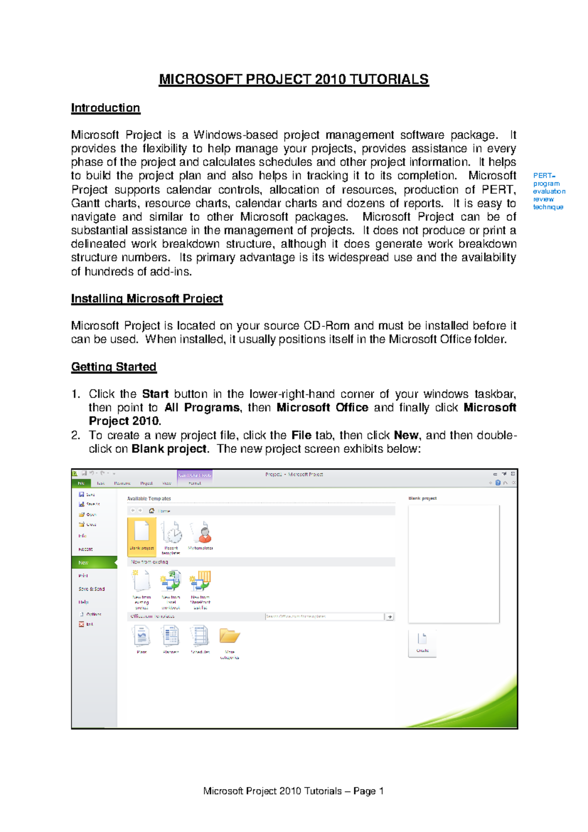 1-MS Project Tutorials 2010 - MICROSOFT PROJECT 2010 TUTORIALS ...
