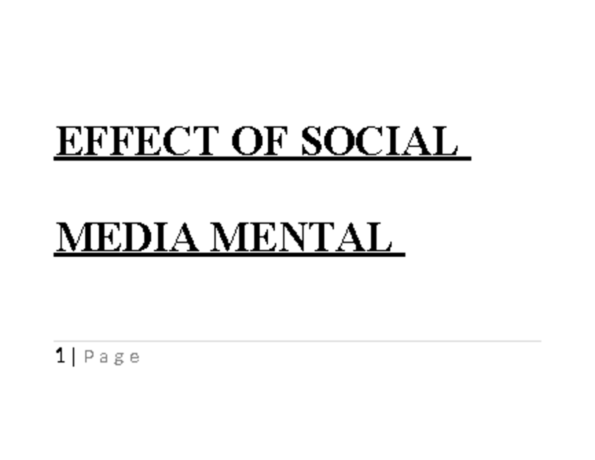 Impact of Social Media on Mental Health: A Comprehensive Study - Studocu