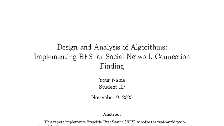 DAA 101: Implementing BFS for Social Network Connection Finding - Studocu