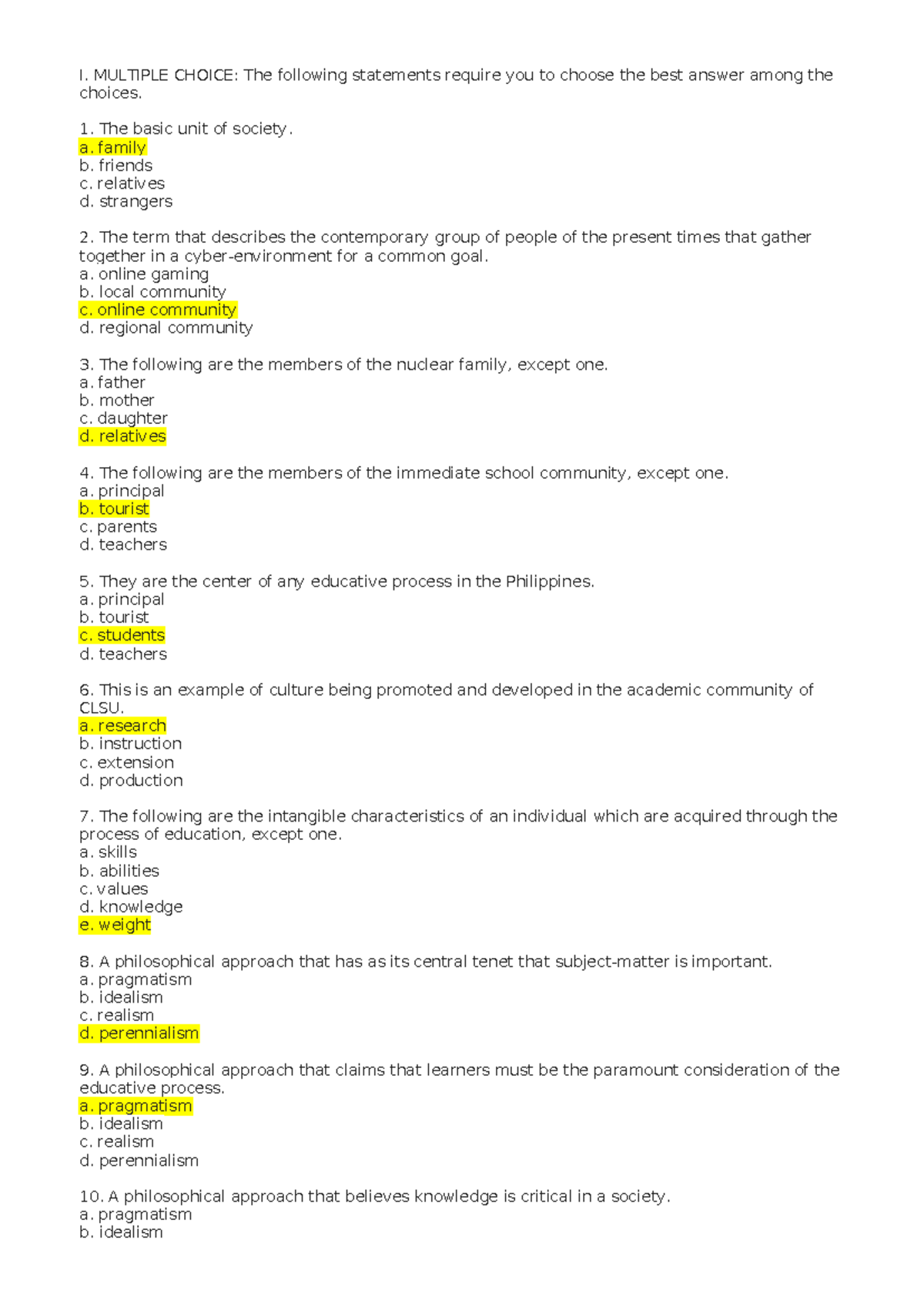 Practice Test 2 - Reviewer for Educational Philosophy Concepts - Studocu