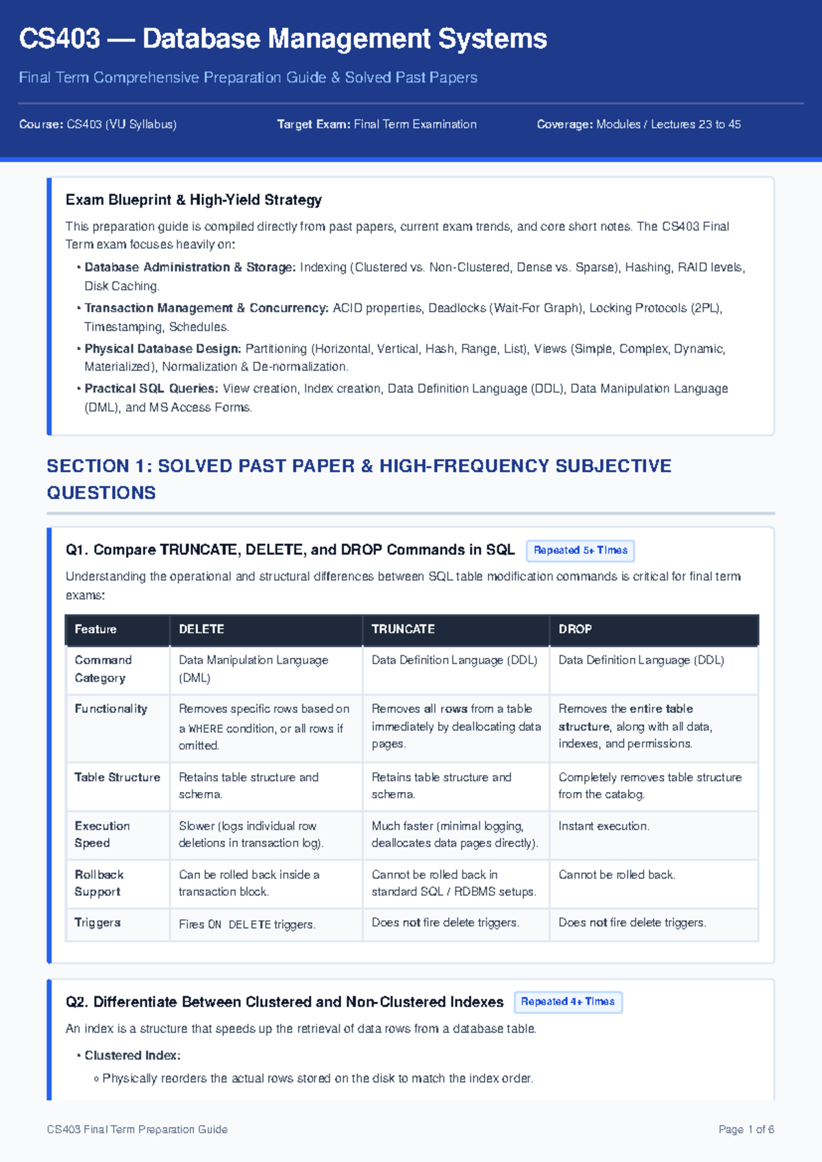 CS403 Final Term Exam Prep: Comprehensive Guide & Past Papers - Studocu