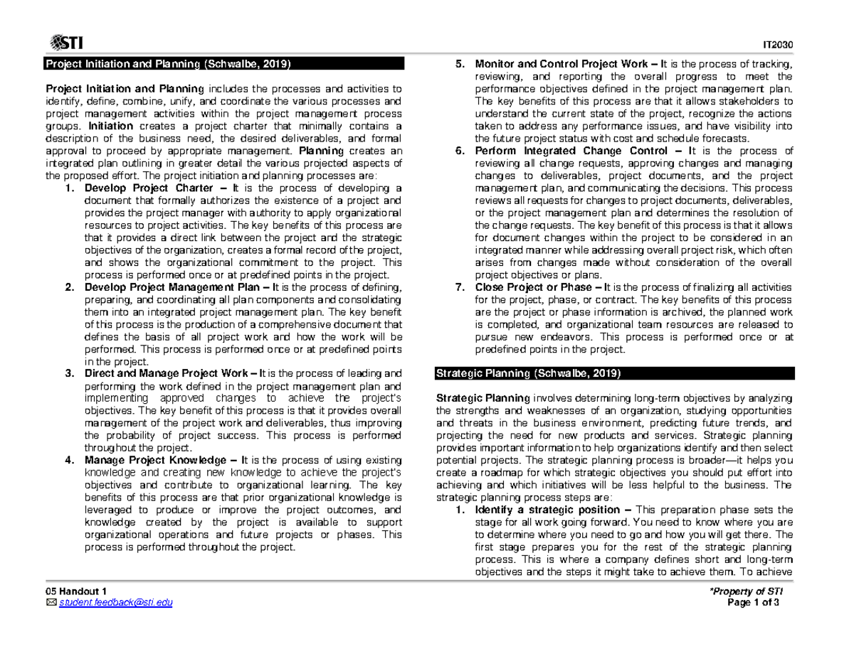 IT 05 - Project Initiation & Planning Learning Material - Studocu