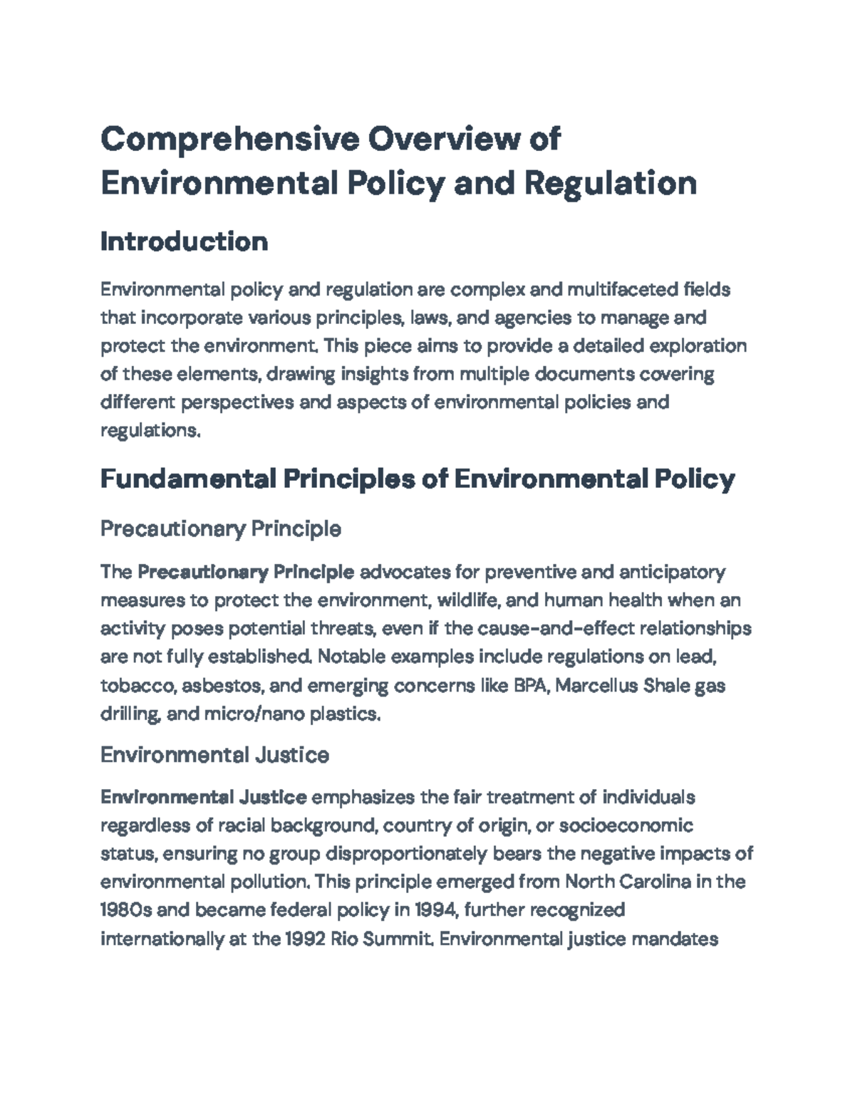 Comprehensive Overview of Environmental Policy & Laws Development ...