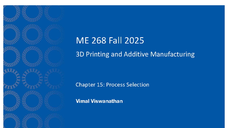 ME 268 Fall 2025 3D Printing & Additive Manufacturing: AM Process ...
