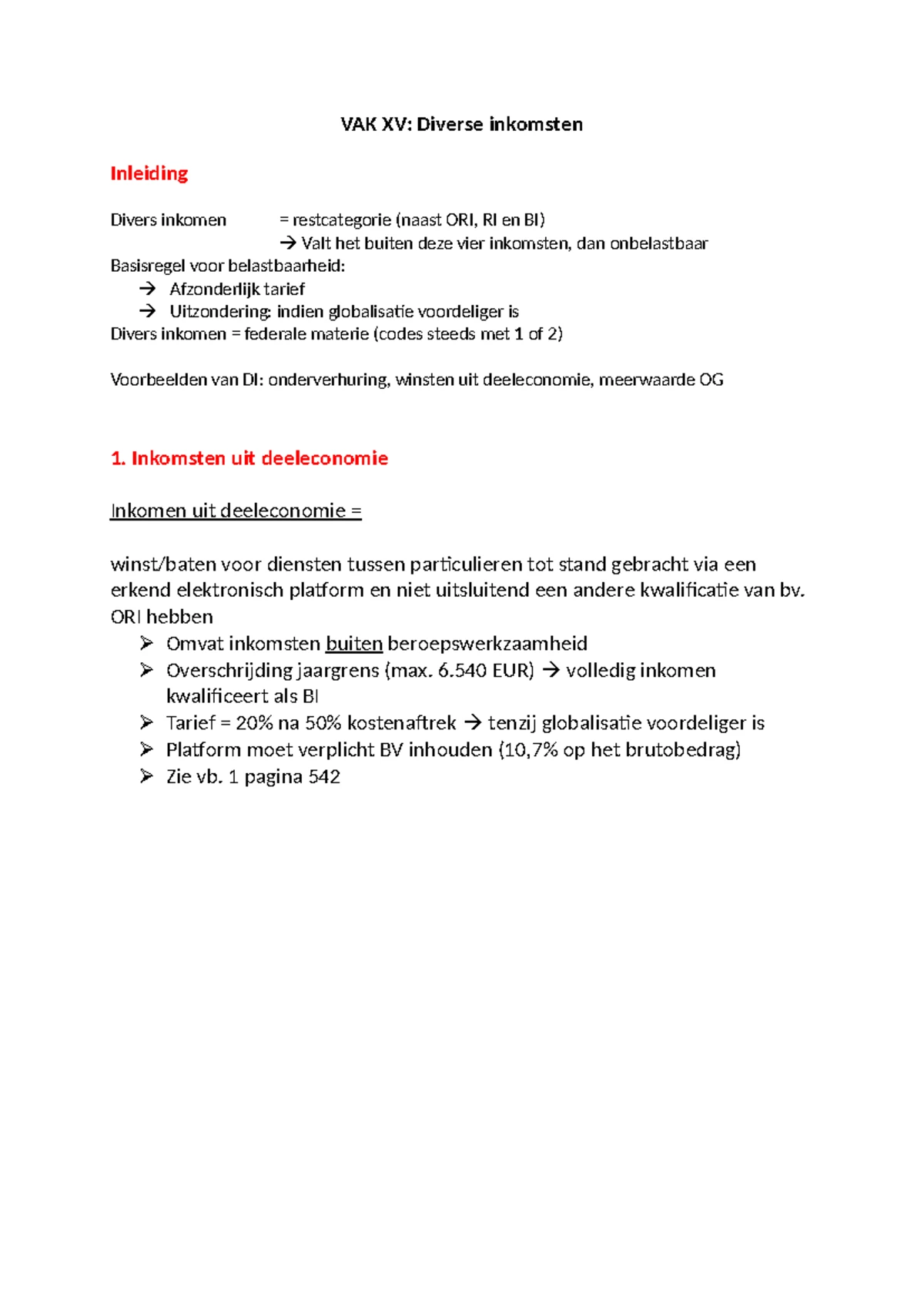 VAK IV: Beroepsinkomsten en Beroepskosten voor Werknemers (WN's) - Studocu