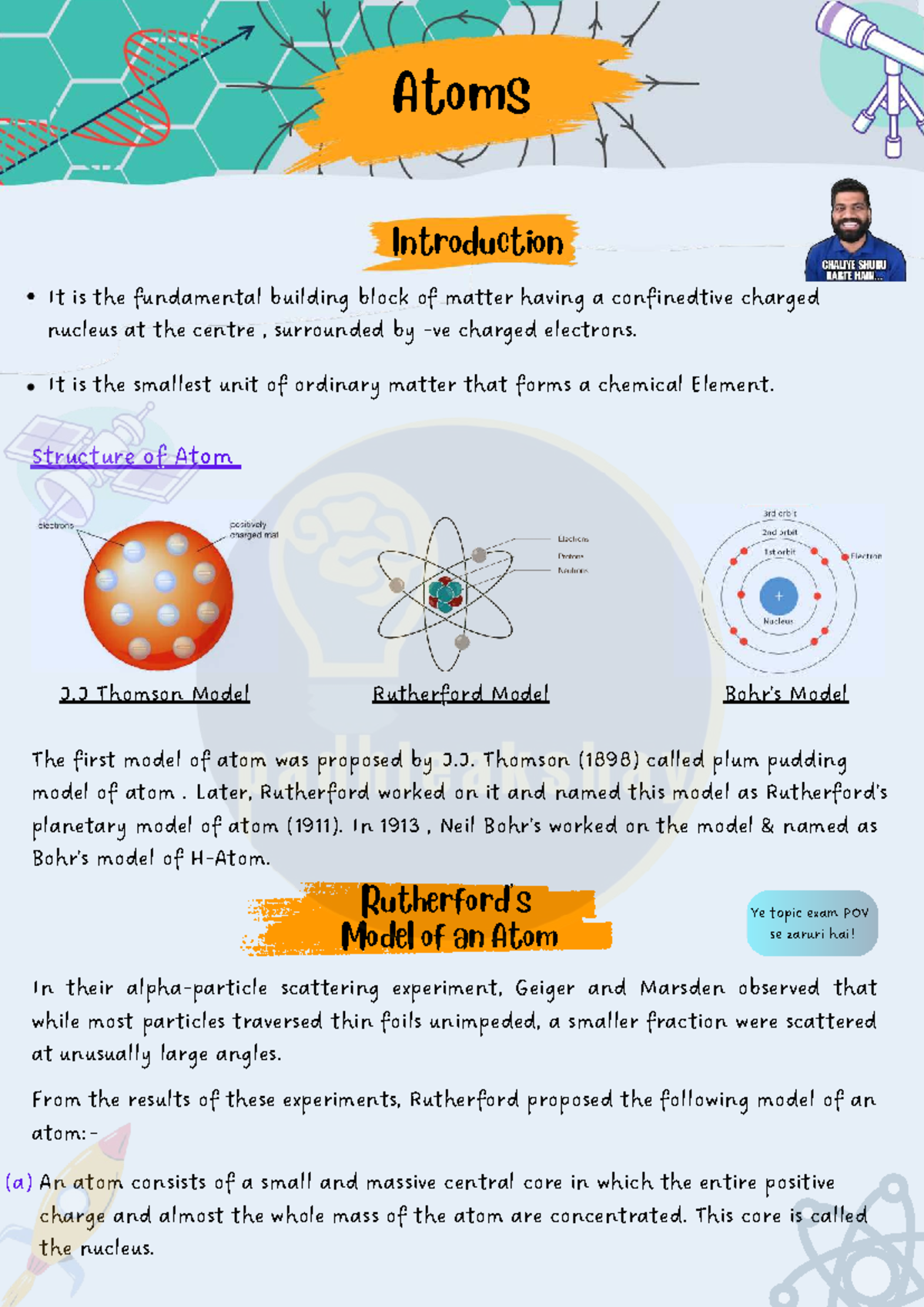Chapter 12 - Atoms: Comprehensive Study Notes for Exam - Studocu