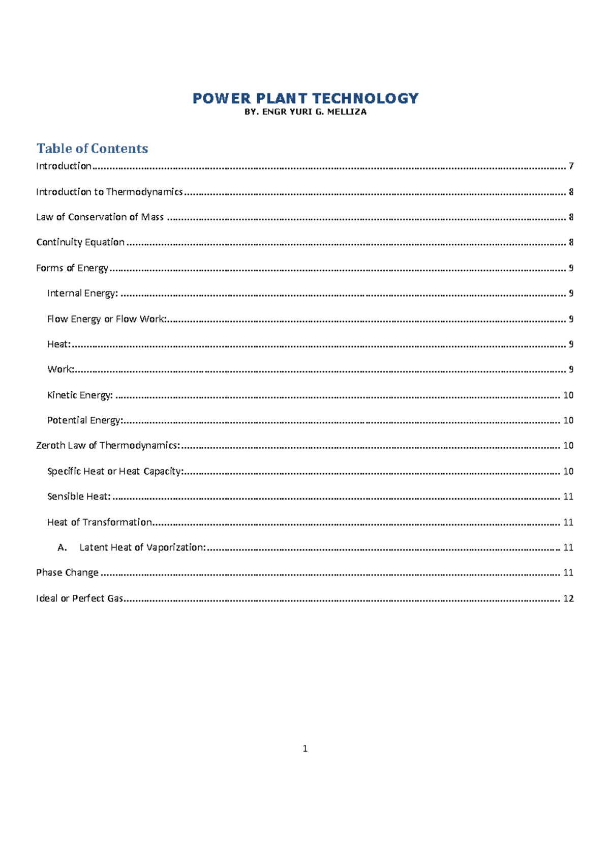 Power Plant Technology Lecture Notes - POWER PLANT TECHNOLOGY BY. ENGR ...