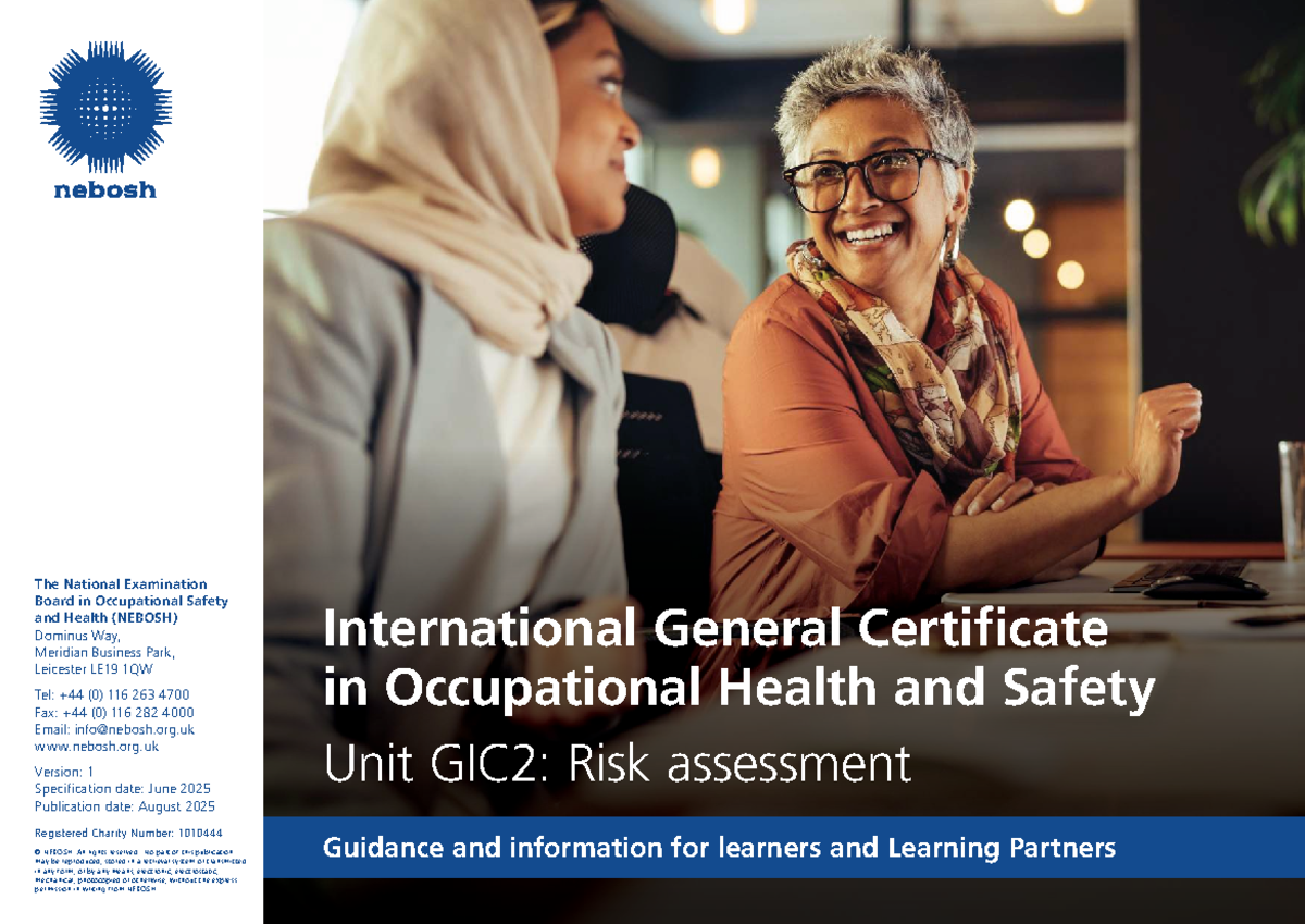 NEBOSH International General Certificate GIC2: Risk Assessment Guidance ...