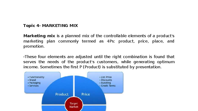 Topic 4: Marketing Mix - Understanding the 4Ps and Their Impact - Studocu