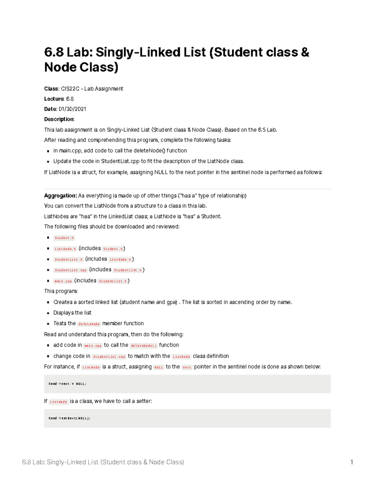 6.14 Linked list dummy nodes - 6 Linked list dummy nodes Class : CIS22C ...