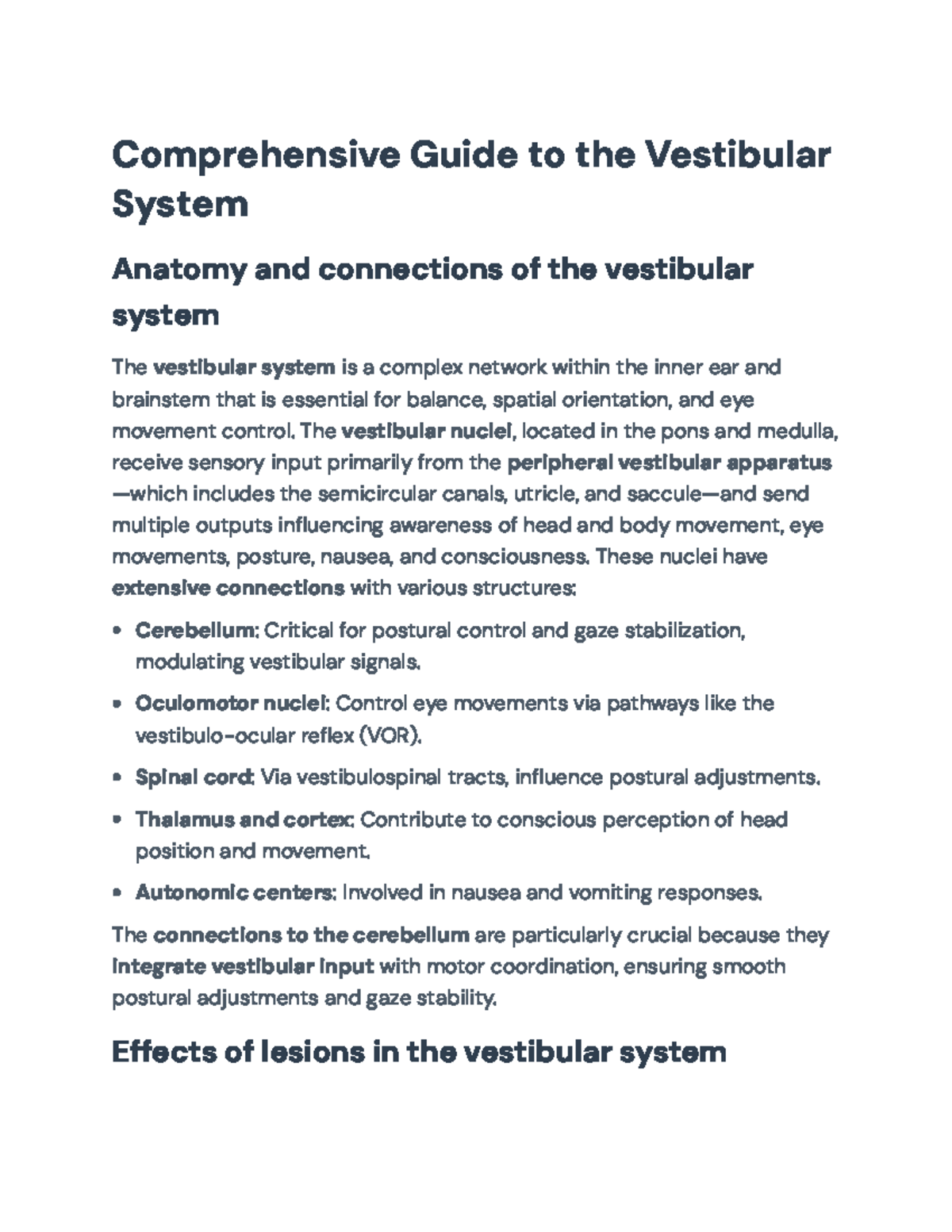 Comprehensive Guide to the Anatomy & Function of the Vestibular System ...