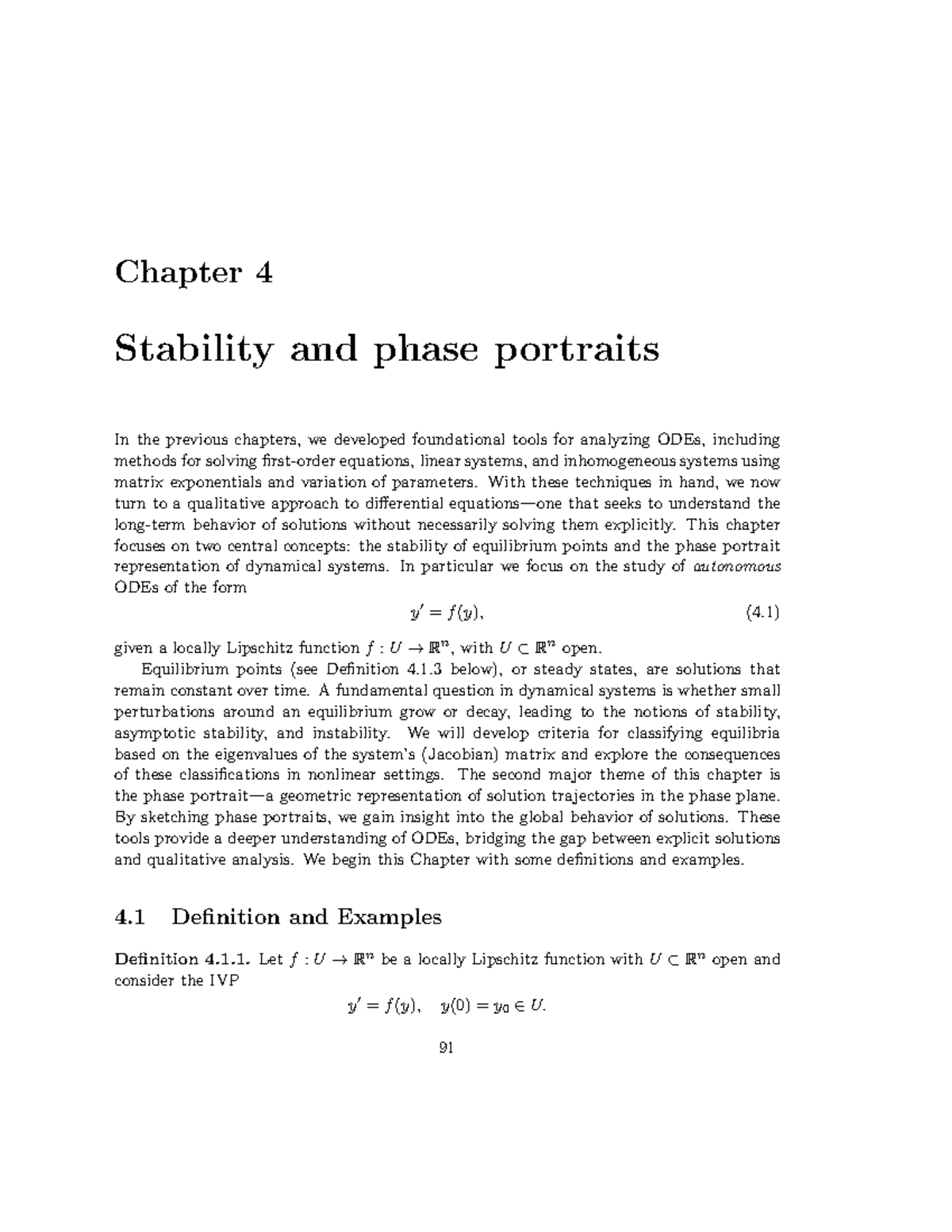 Chapter 4: Stability and Phase Portraits - Course Notes (v2) - Studocu