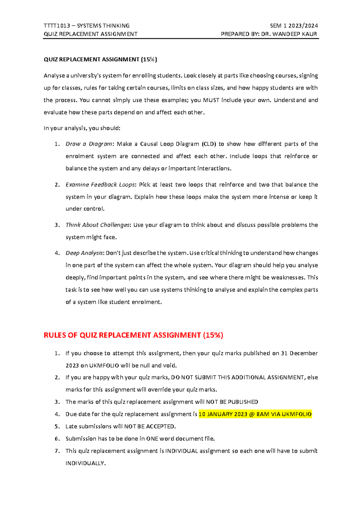 TTTT1013 Quiz Replacement Assignment: Analyzing Student Enrollment ...