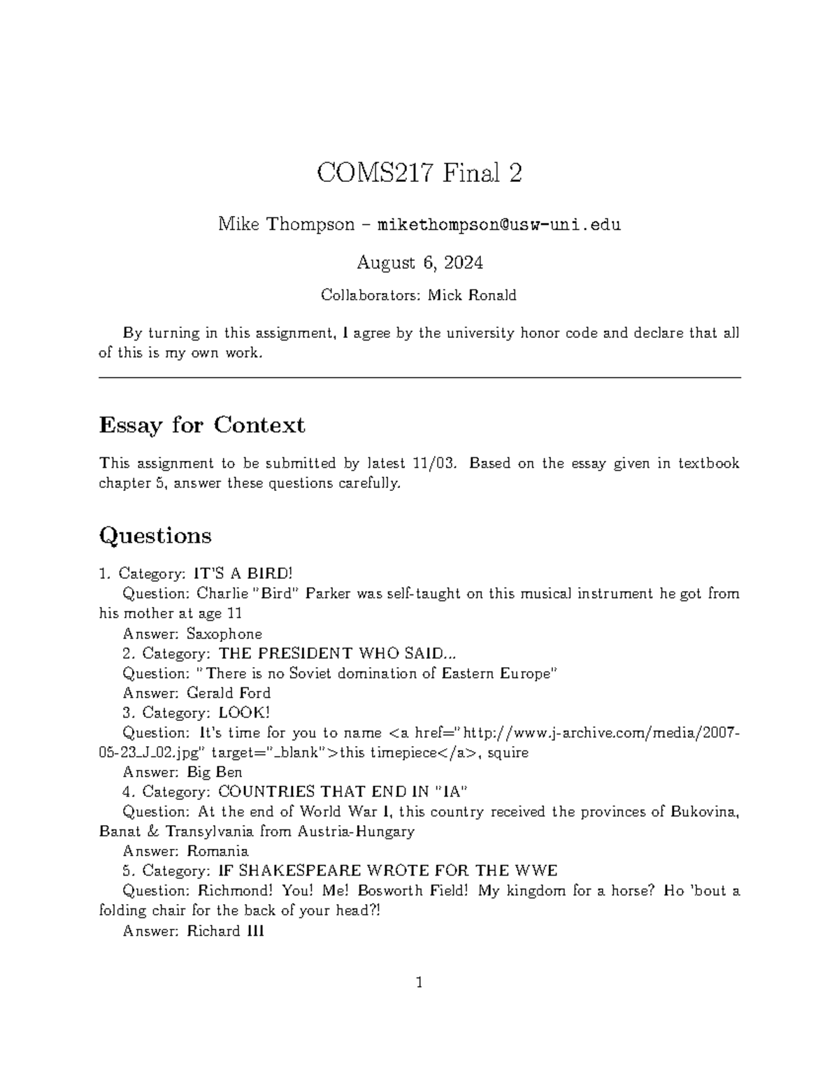 COMS217 Final Exam 2 - Questions and Answers Overview - Studocu