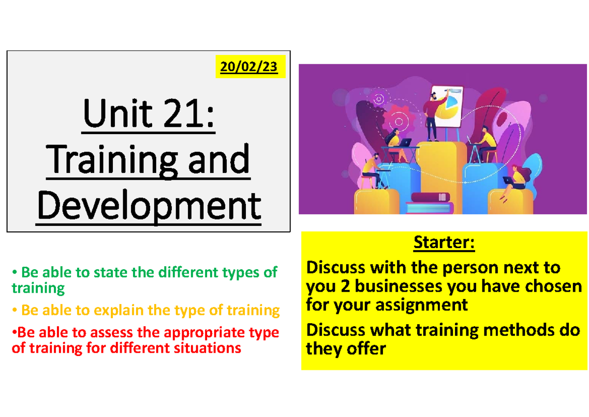 Unit 21- Learning Aim B - Unit 21:Training andDevelopment 20/02/ Be ...