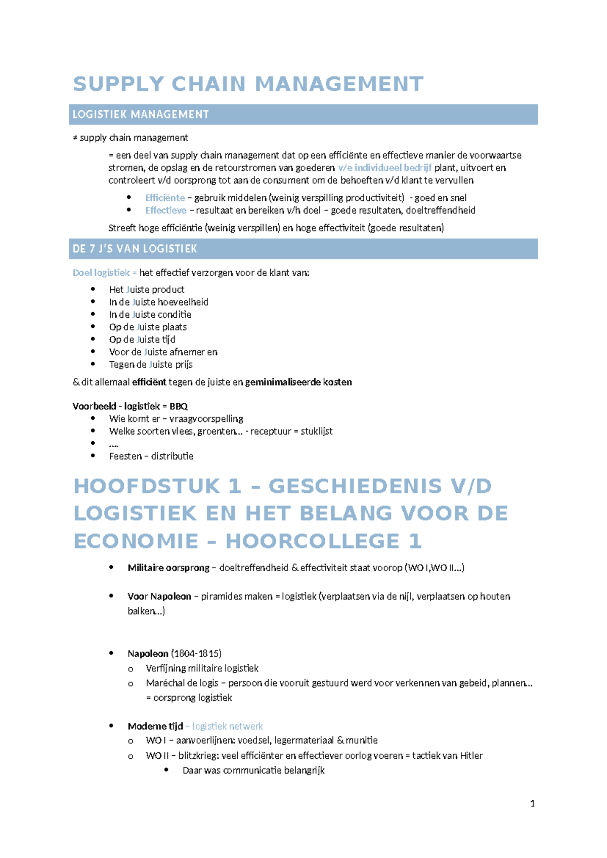 SCM 101: Samenvatting van Supply Chain Management en Logistiek - Studocu