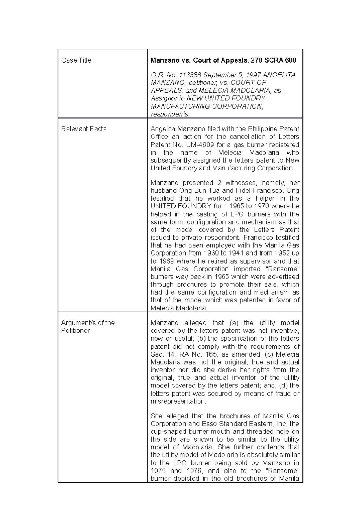Manzano vs. Court of Appeals 278 SCRA 688 - Patent Cancellation Case ...