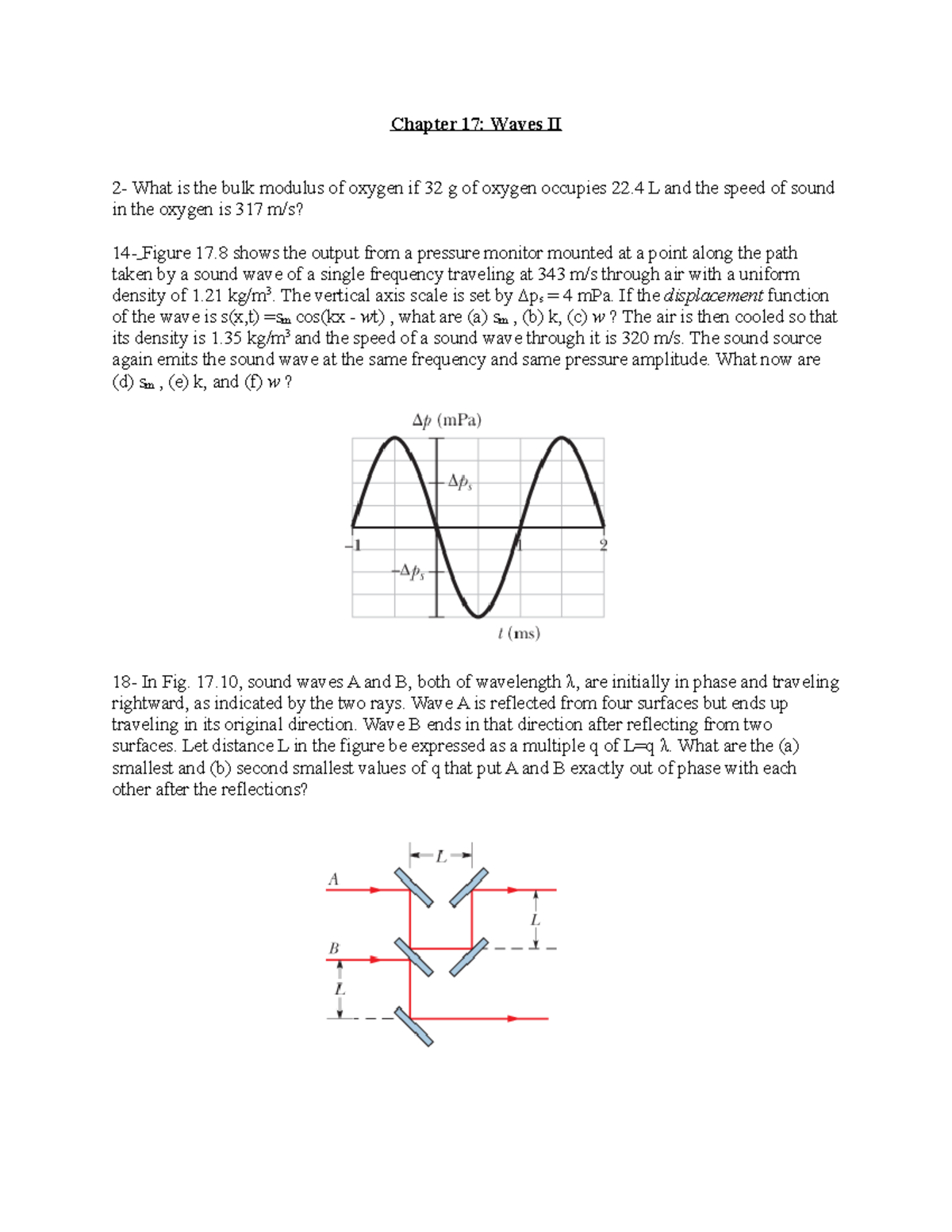 Chapter 17 Waves II: Problem Set & Solutions for Physics 101 - Studocu
