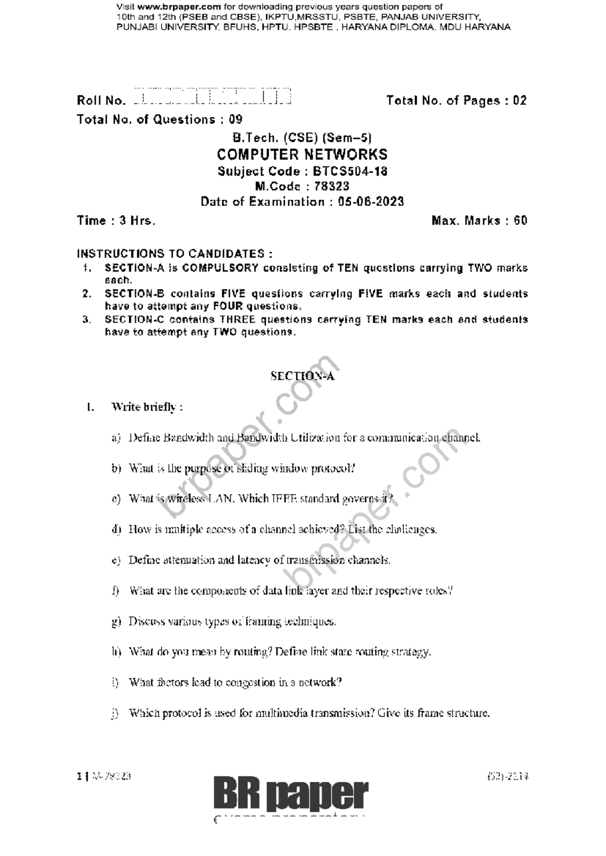 Privious Year Paper - Computer science engineering - brpaper brpaper ...