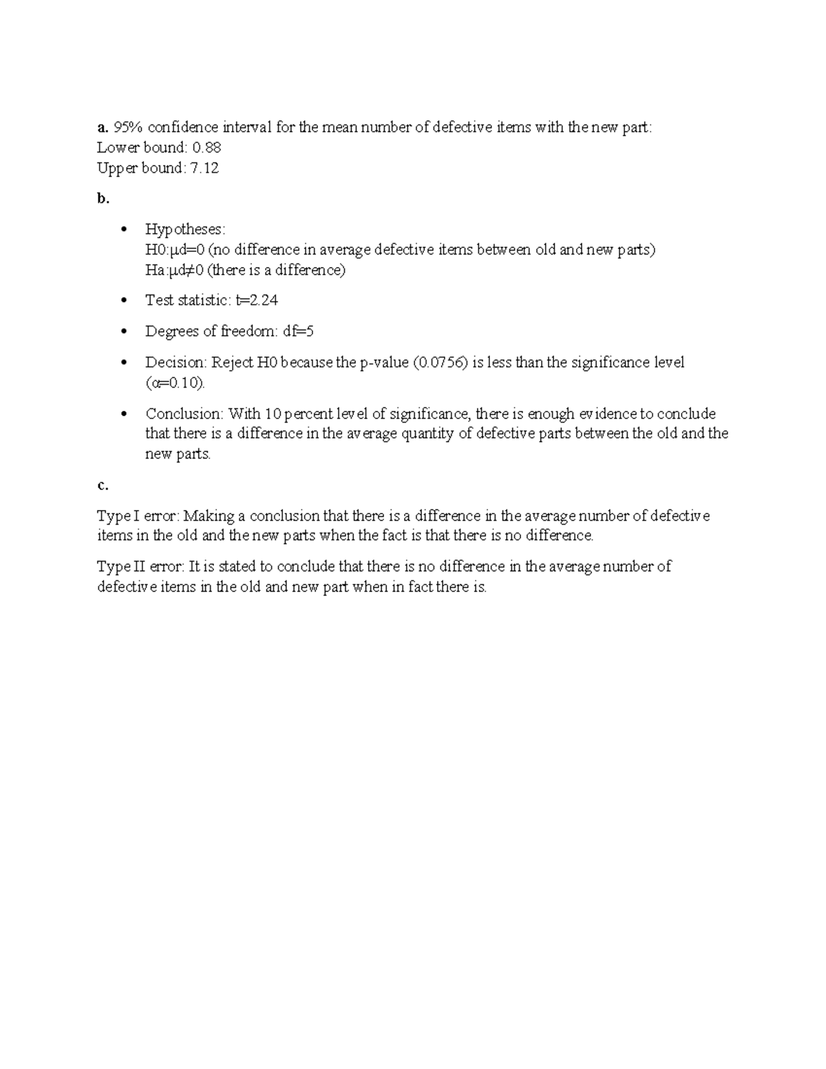 Quiz 7 - Confidence Intervals & Hypothesis Testing Analysis - Studocu
