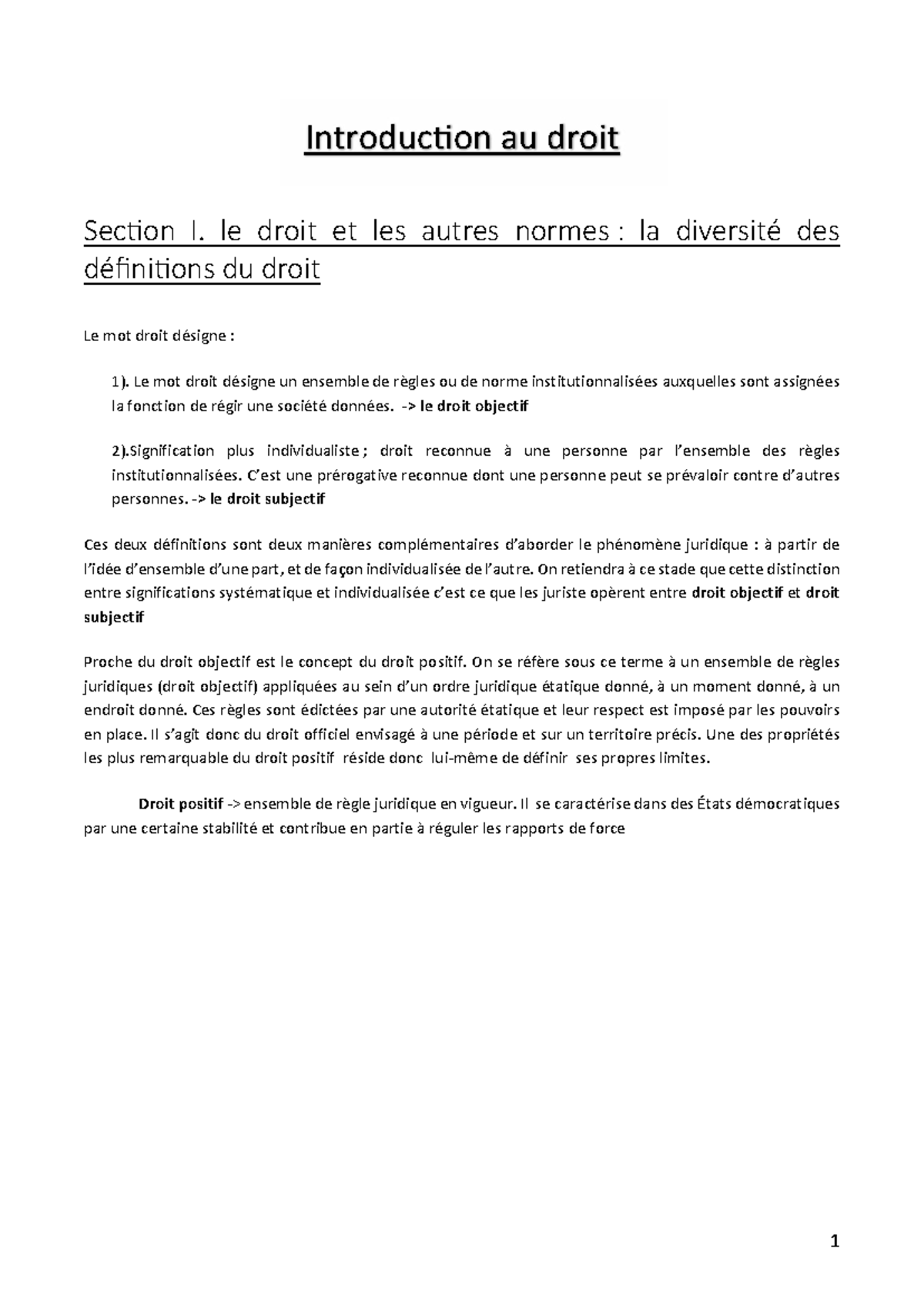 Synthèse : Introduction au Droit I - Concepts et Normes Juridiques ...