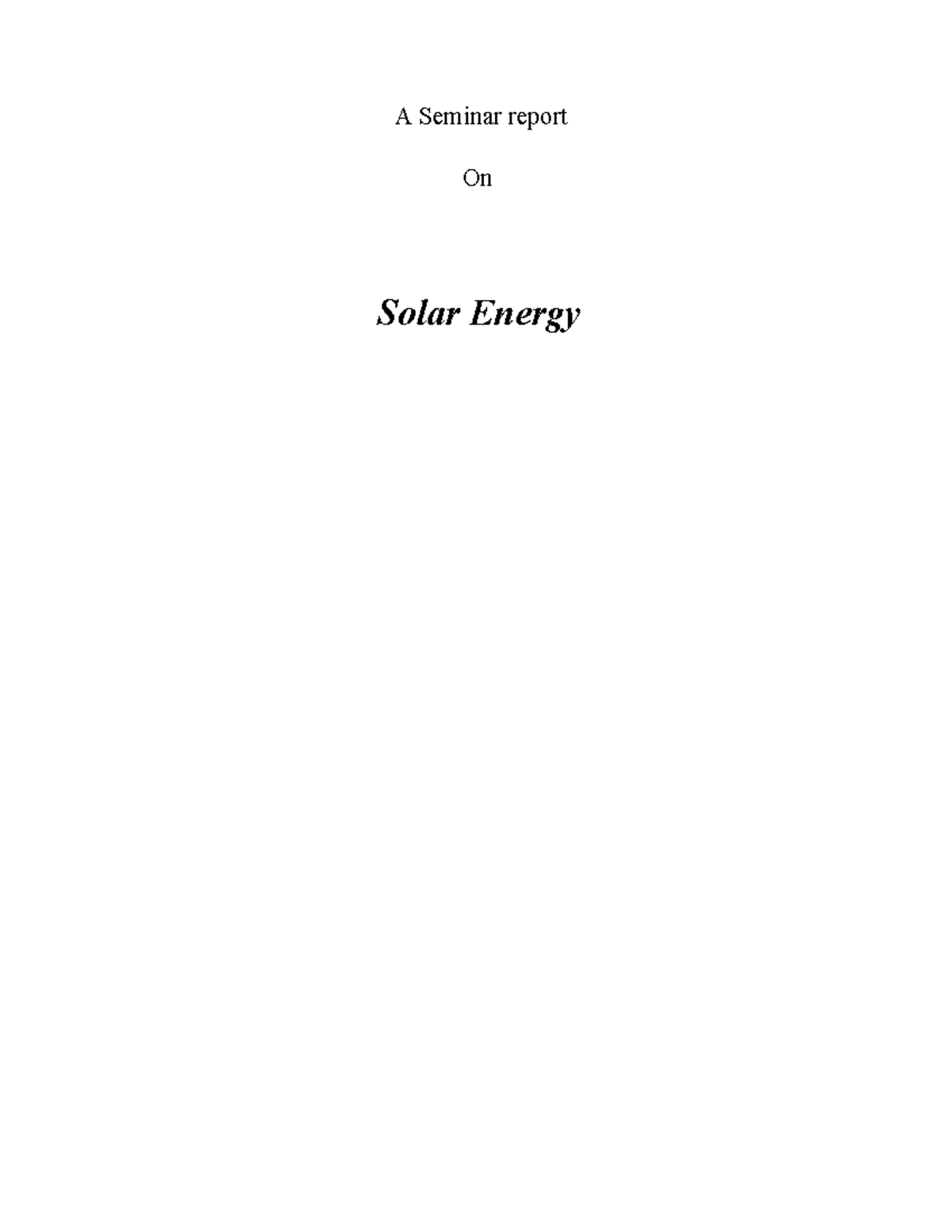Seminar Report on Solar Energy: Solutions for Pakistan's Energy Crisis ...