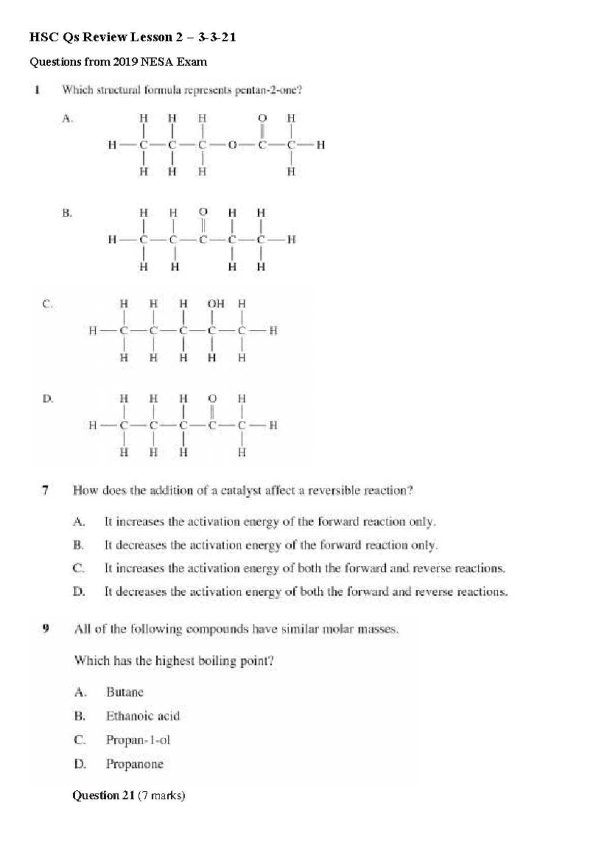 HSC Qs Review Lesson 2 - 2019 NESA Exam Insights - Studocu