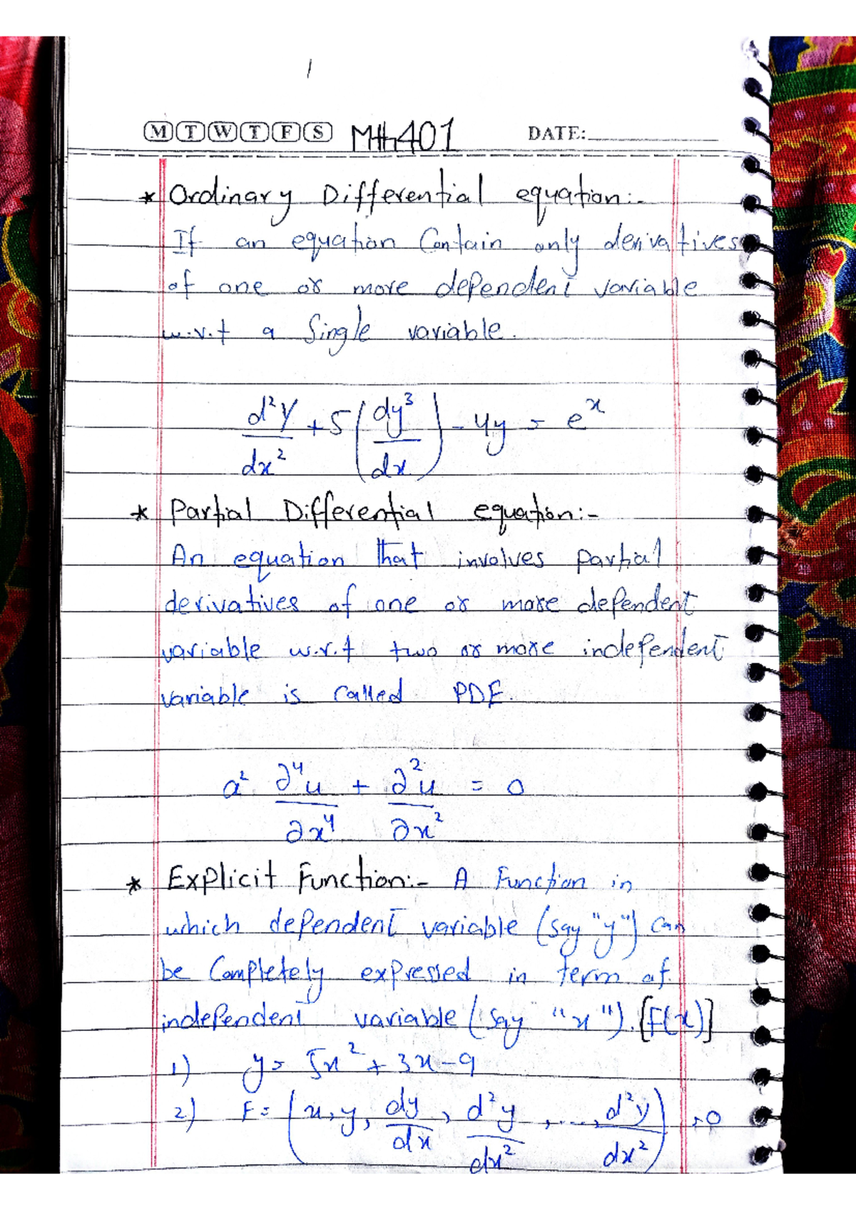 MTH401 Midterm Study Notes on Ordinary Differential Equations - Studocu