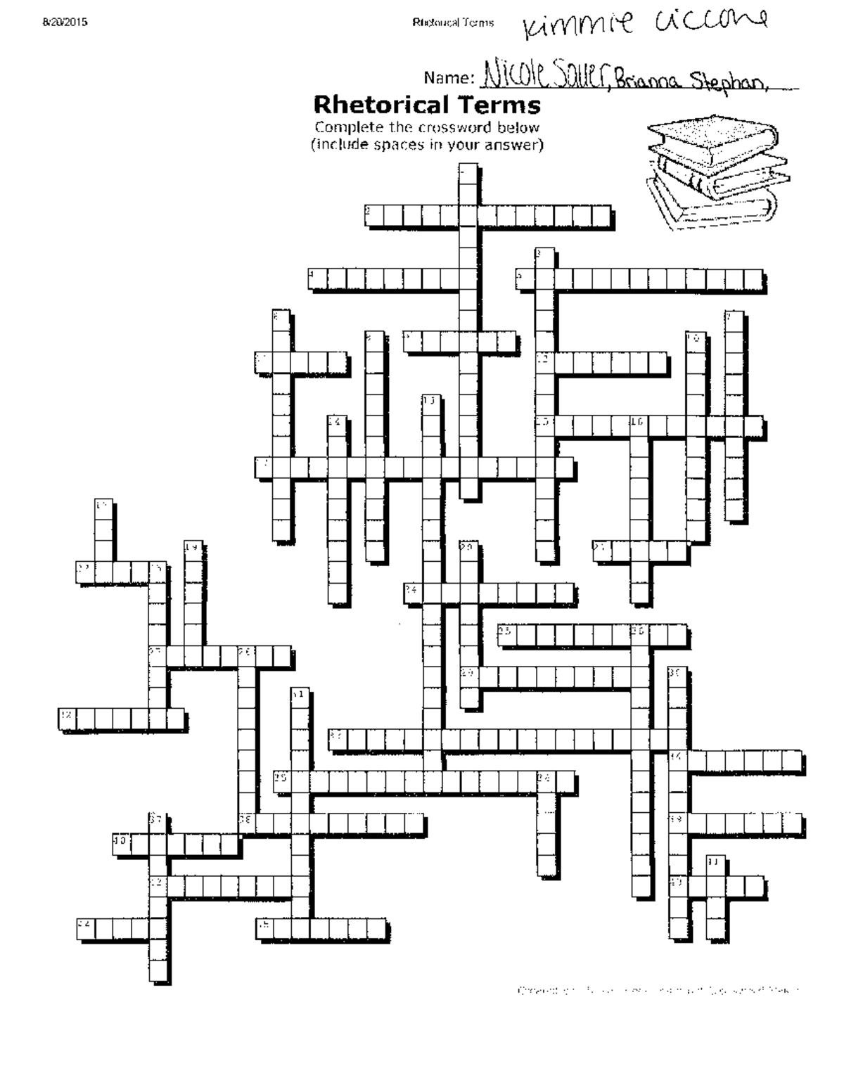 Crossword Puzzle 1: Rhetorical Terms & Definitions Practice - Studocu