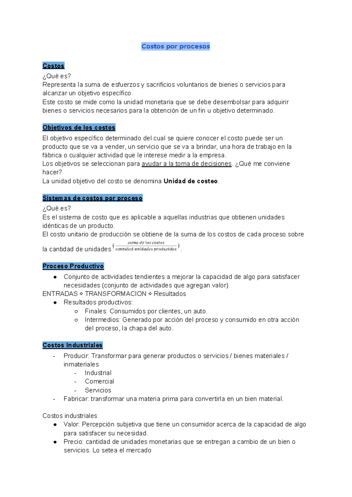 Resumen Segundo Parcial Costos - Curso de Contabilidad 101 - Studocu