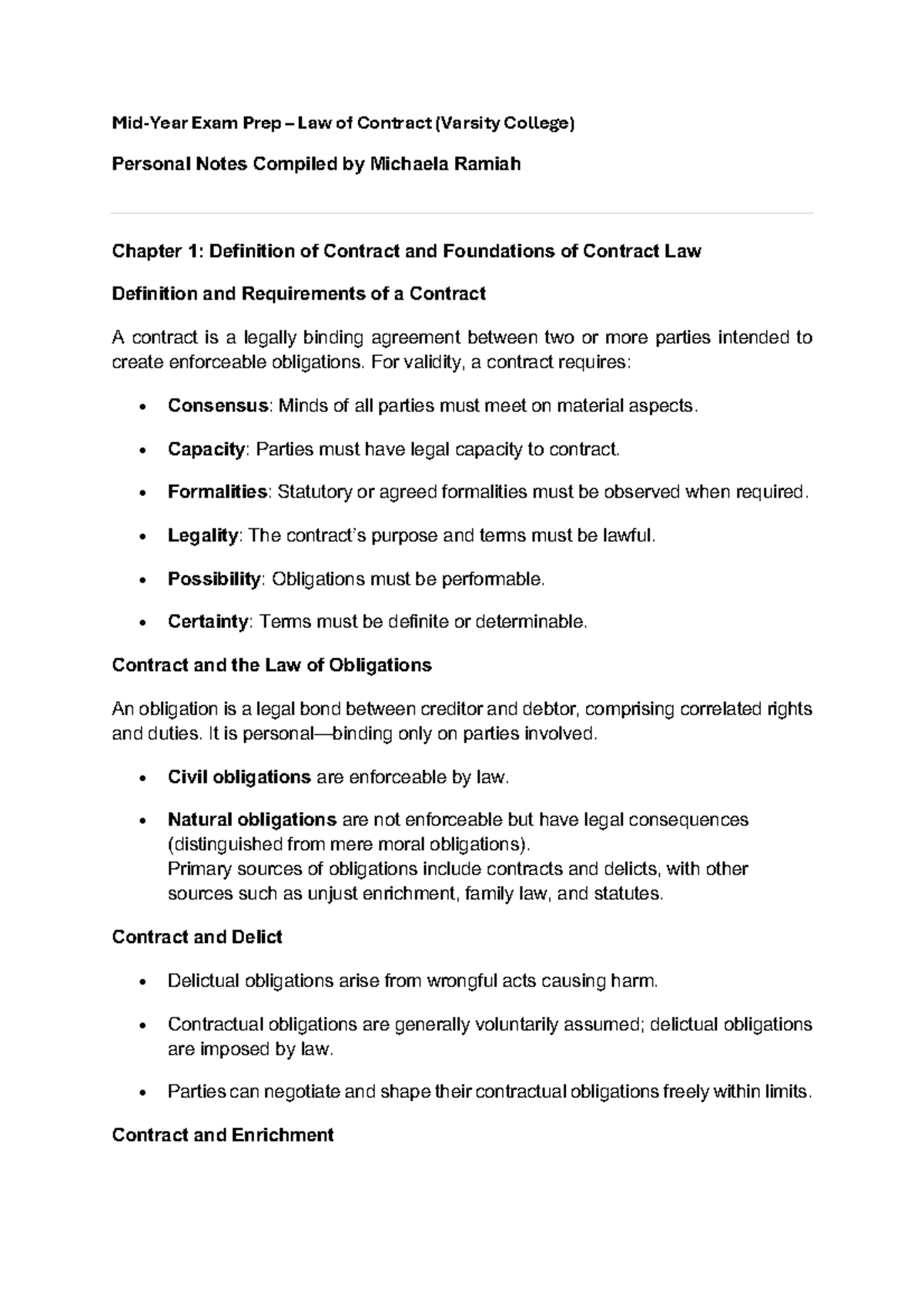 LACO 101: Exam Prep Notes on Contract Law Fundamentals - Studocu