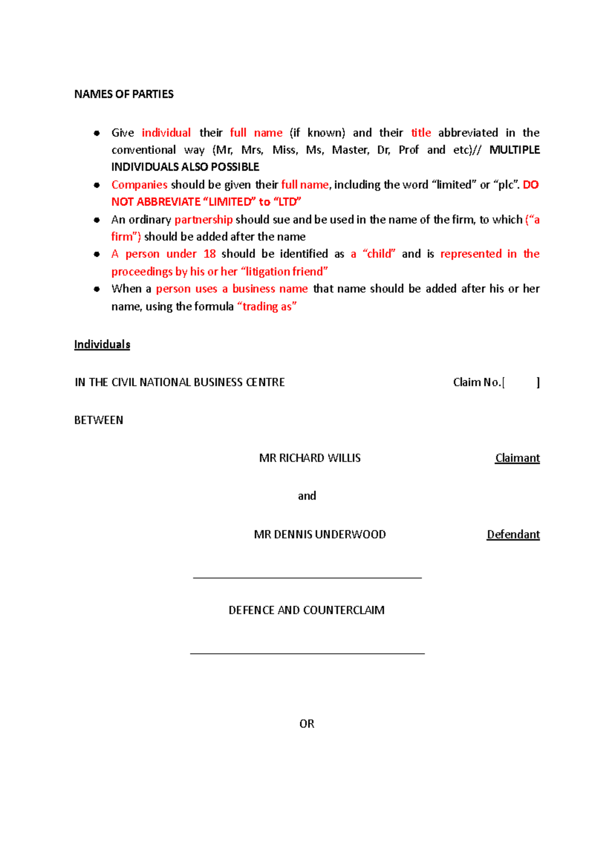 Drafting Notes: Key Components & Legal Procedures for Claims - Studocu