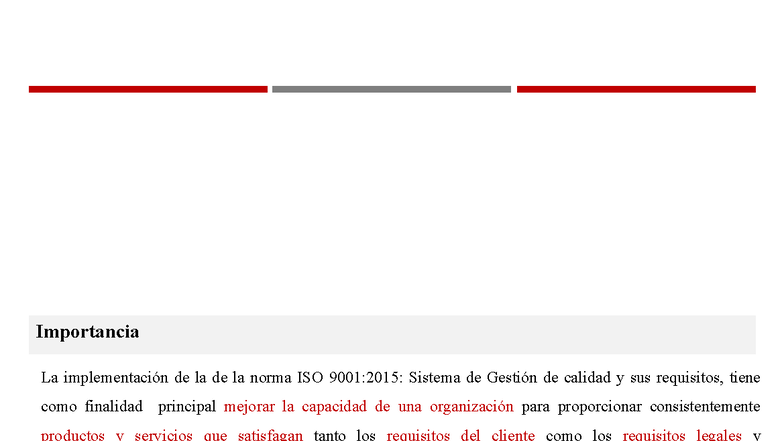 Importancia de la Norma ISO 9001:2015 en la Gestión de Calidad - Studocu