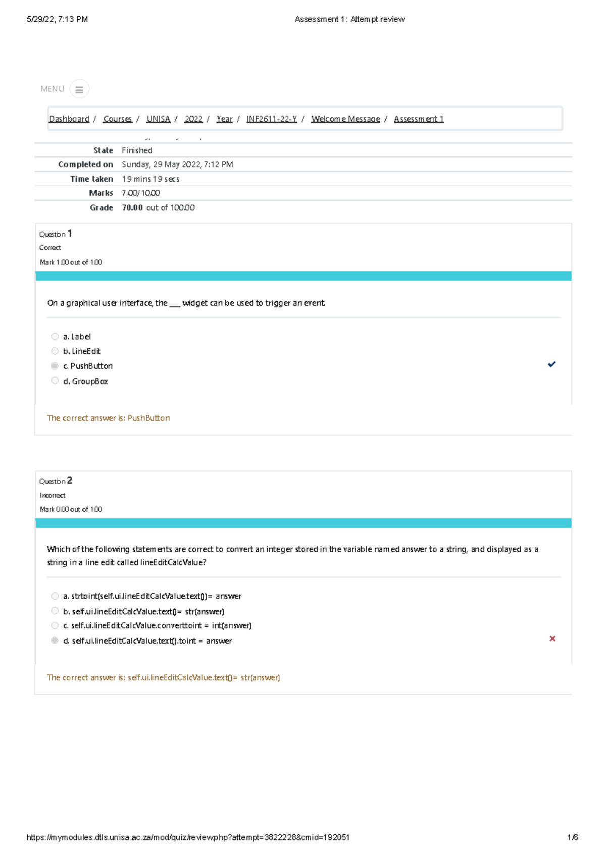 INF2611 Assignment 1 MCQ Answers with Detailed Explanations - Studocu
