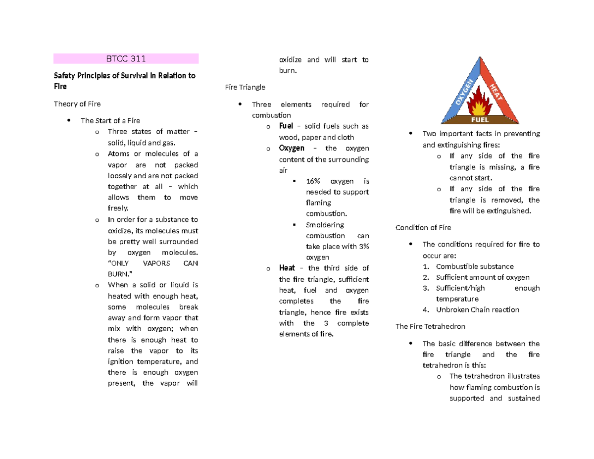 BTCC 311 Midterm Study Guide: Fire Safety and First Aid Principles ...