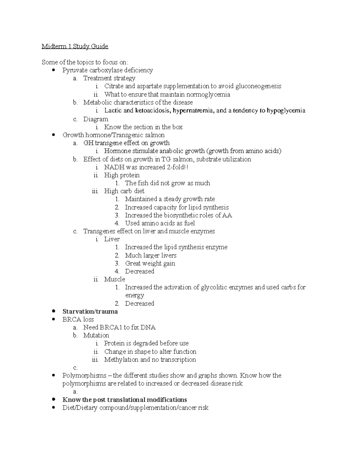 Midterm 1 Study Guide: Key Topics in Metabolism & Genetic Risks - Studocu