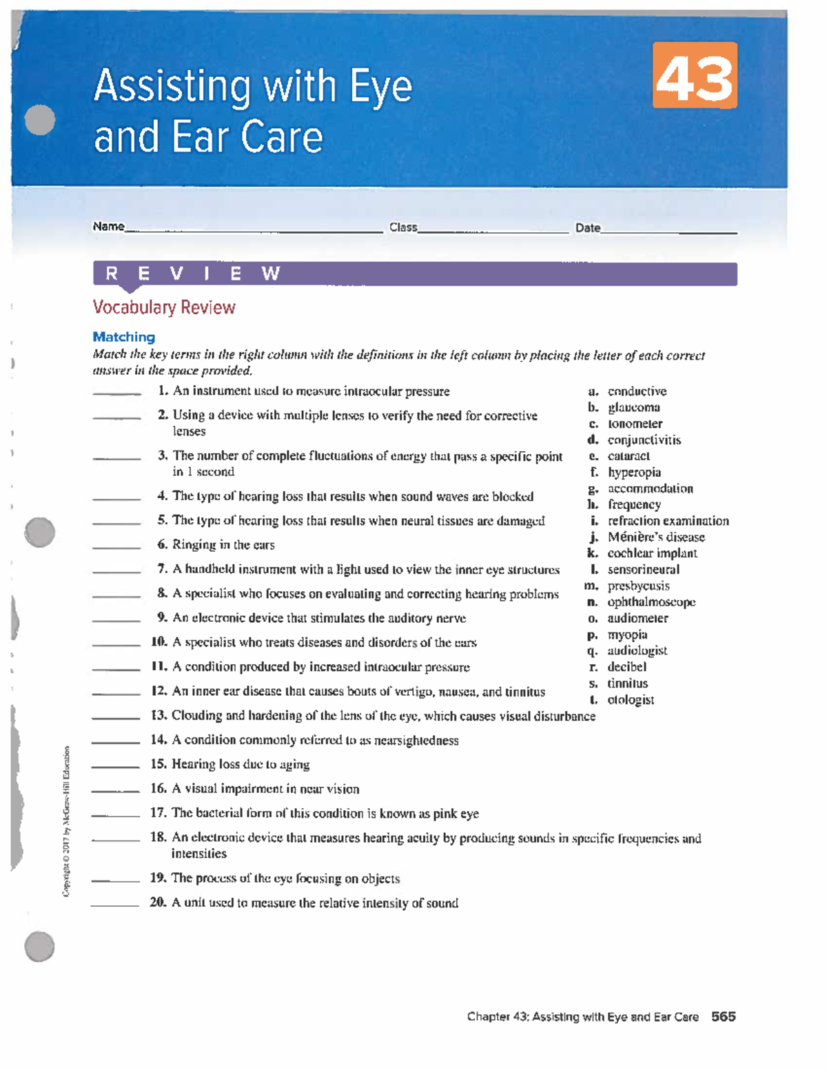 chapter-43-eye-and-ear-care-workbook-detailed-review-exercises