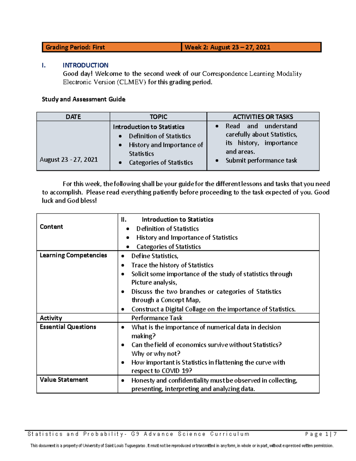 WEEK-2-GRADE-9-ADVANCE-SCIENCE-STAT - S t a t i s t i c s a n d P r o b ...