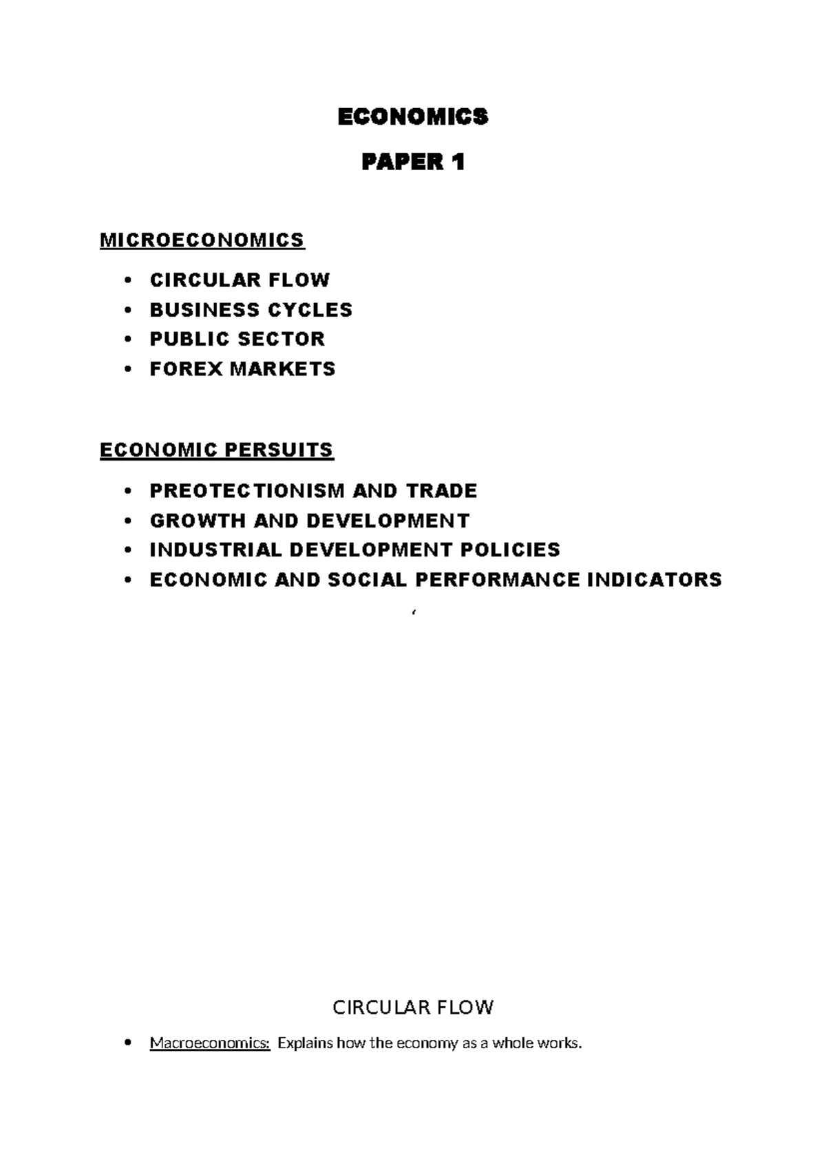 Economics Paper 1: Microeconomics Overview and Key Concepts - Studocu
