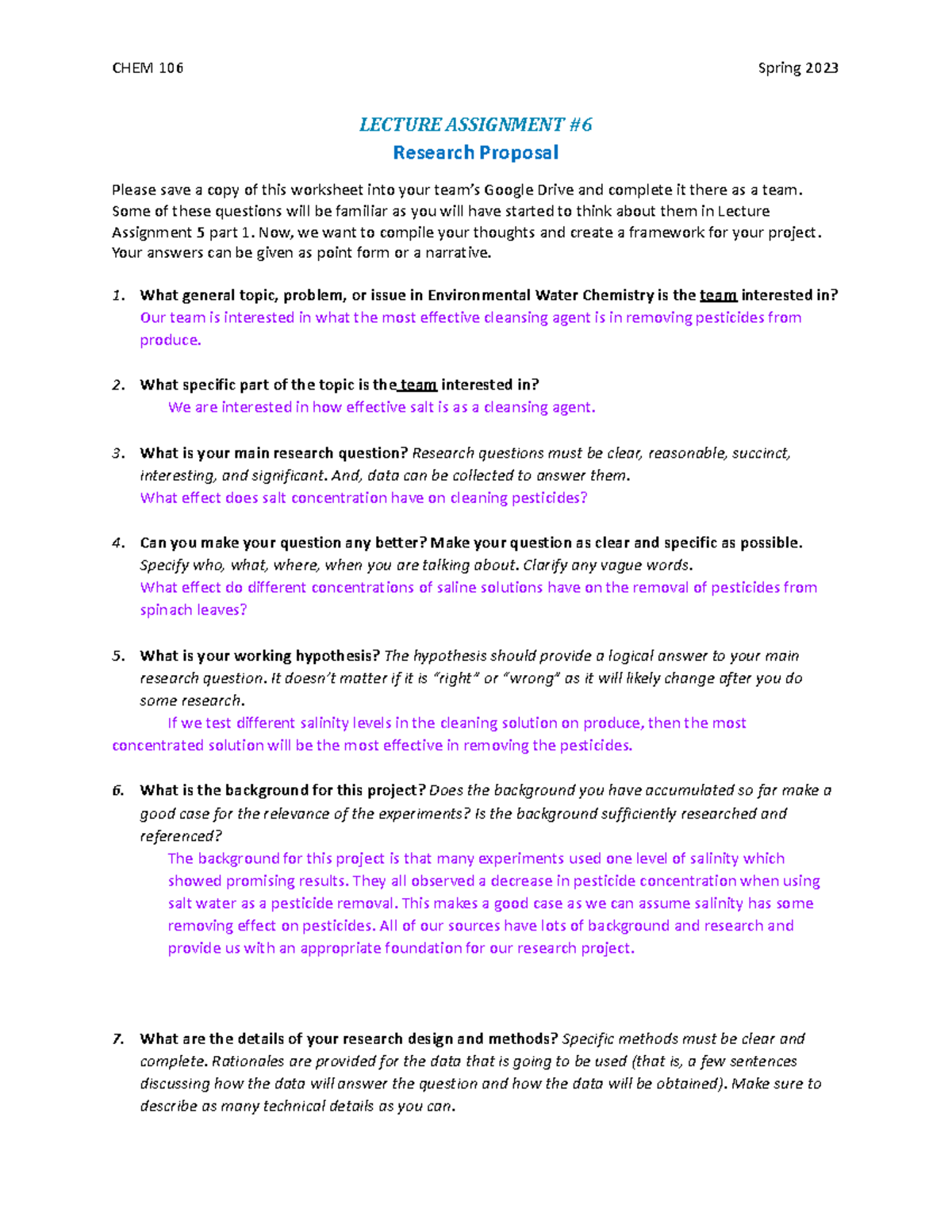 CHEM 106 - Lecture Assignment #6: Research Proposal on Pesticide ...