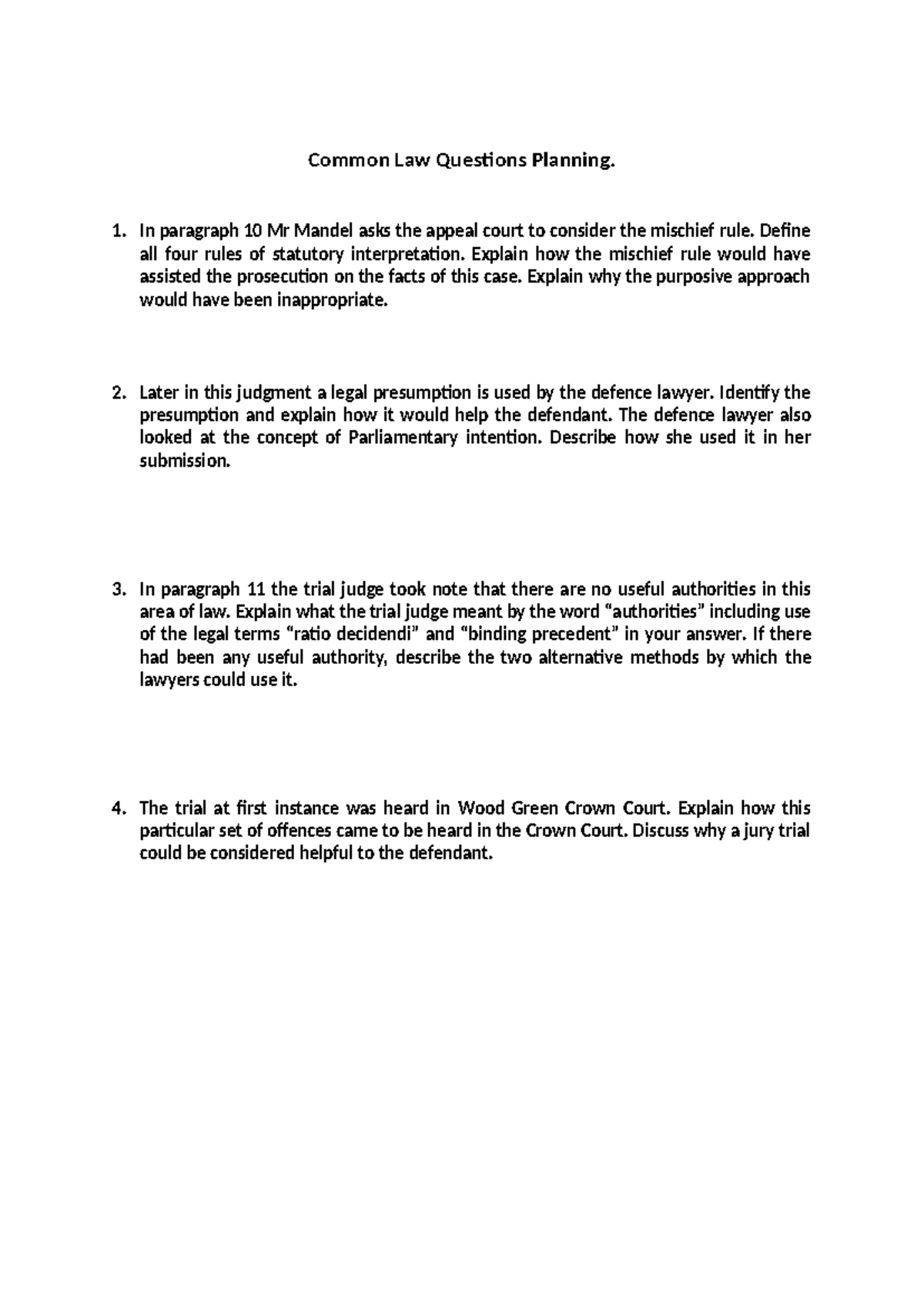 Common Law Statutory Interpretation & Legal Presumptions Analysis - Studocu