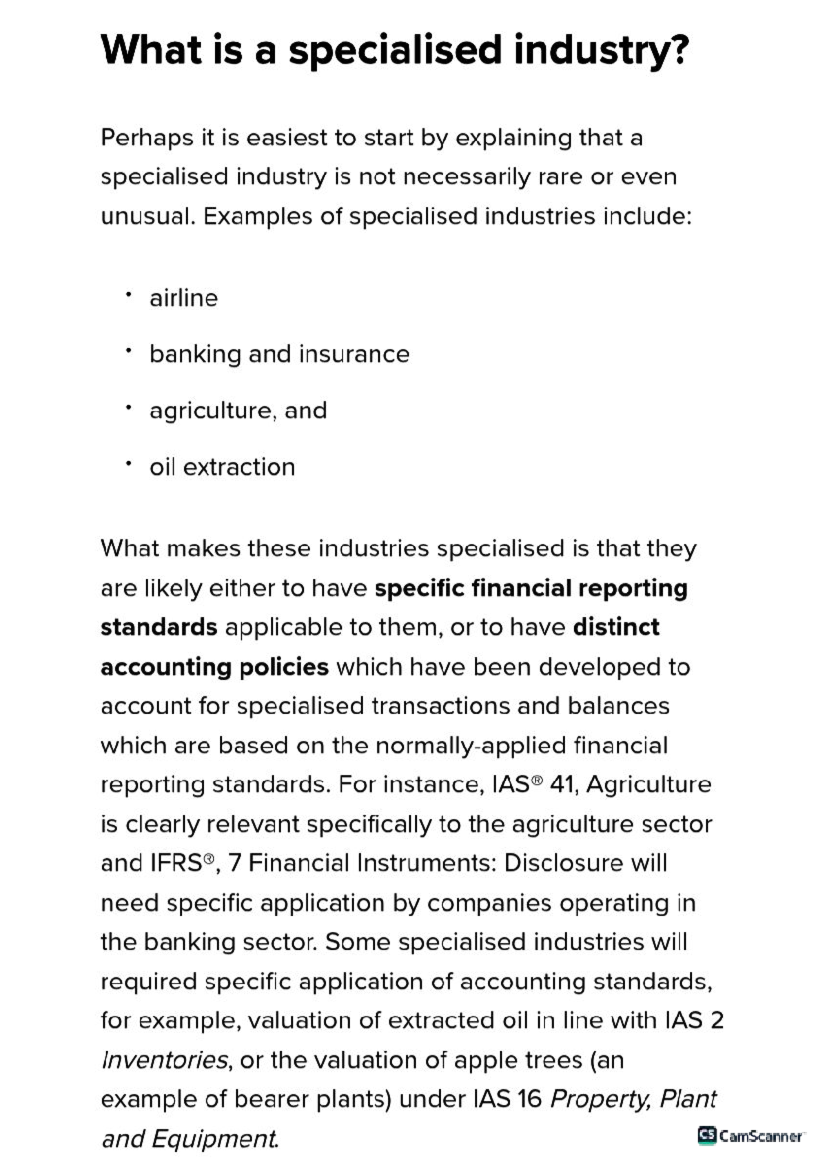 CS Overview of Specialized Industries in Auditing - Studocu