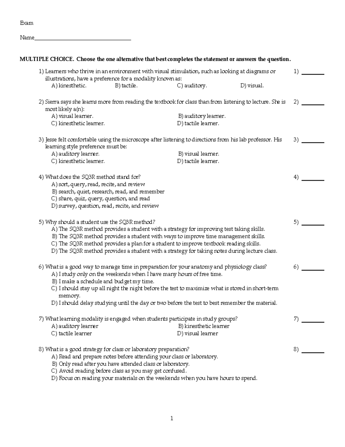 Untitled 1 - Notes - Exam Name ...